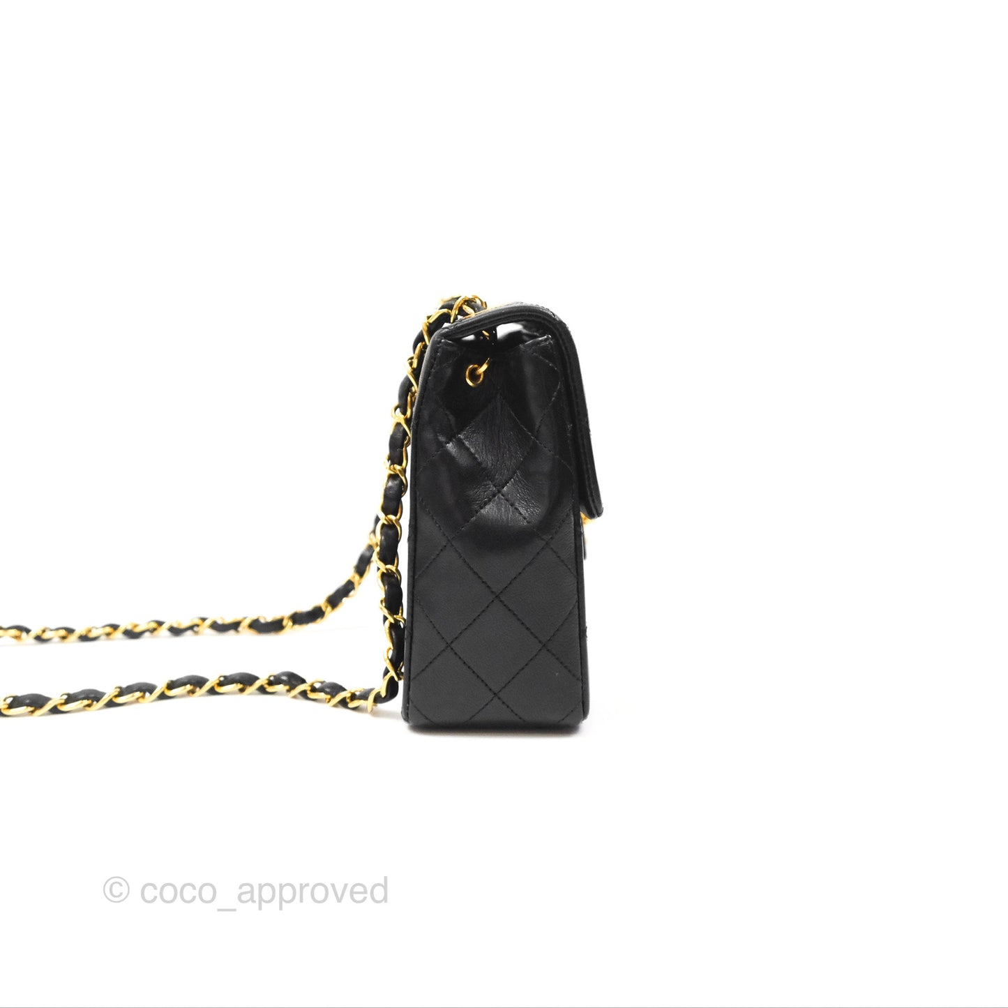 Chanel Vintage Square Flap Bag Black Lambskin 24K Gold Hardware