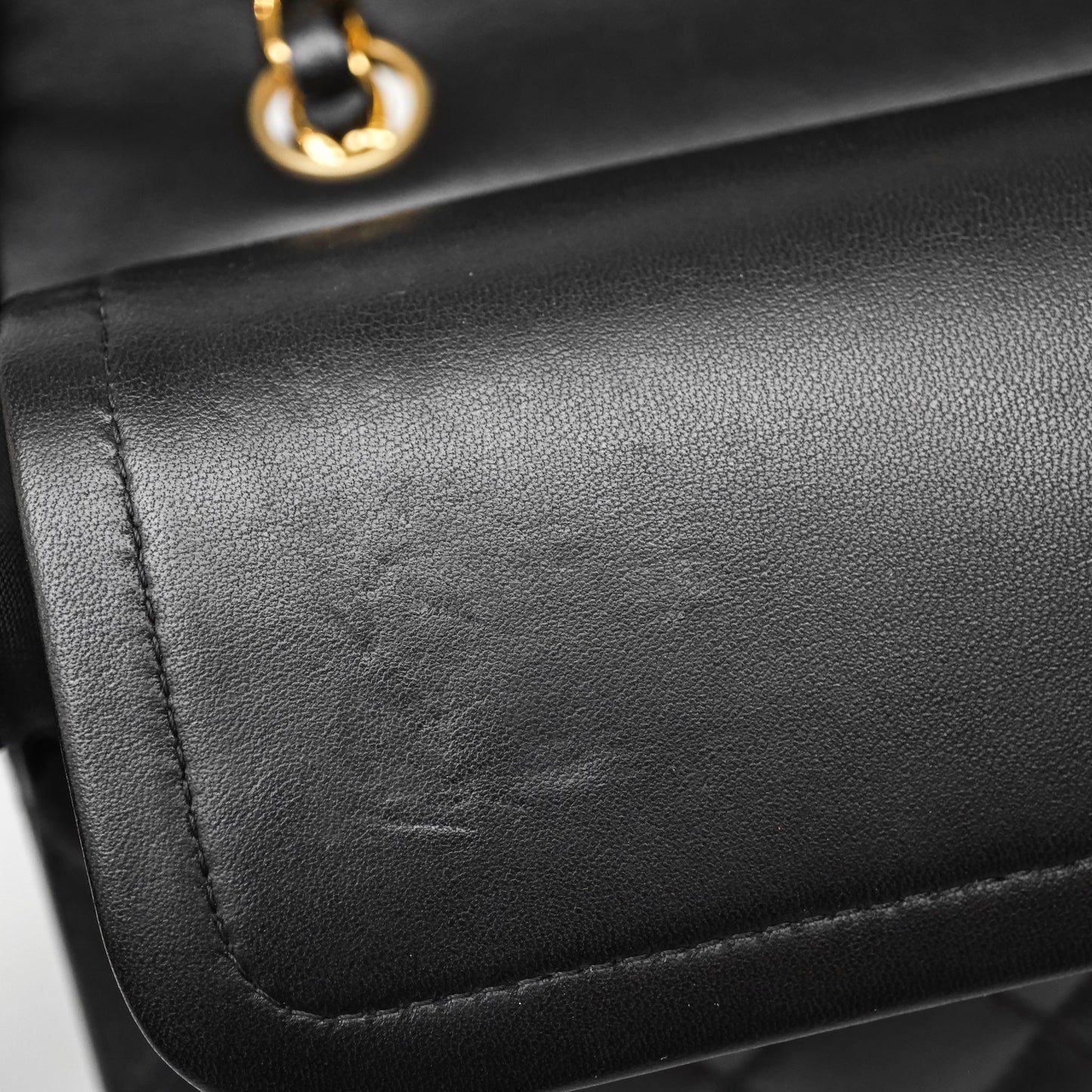 Chanel Quilted Classic M/L Medium Flap  Black Lambskin Gold Hardware