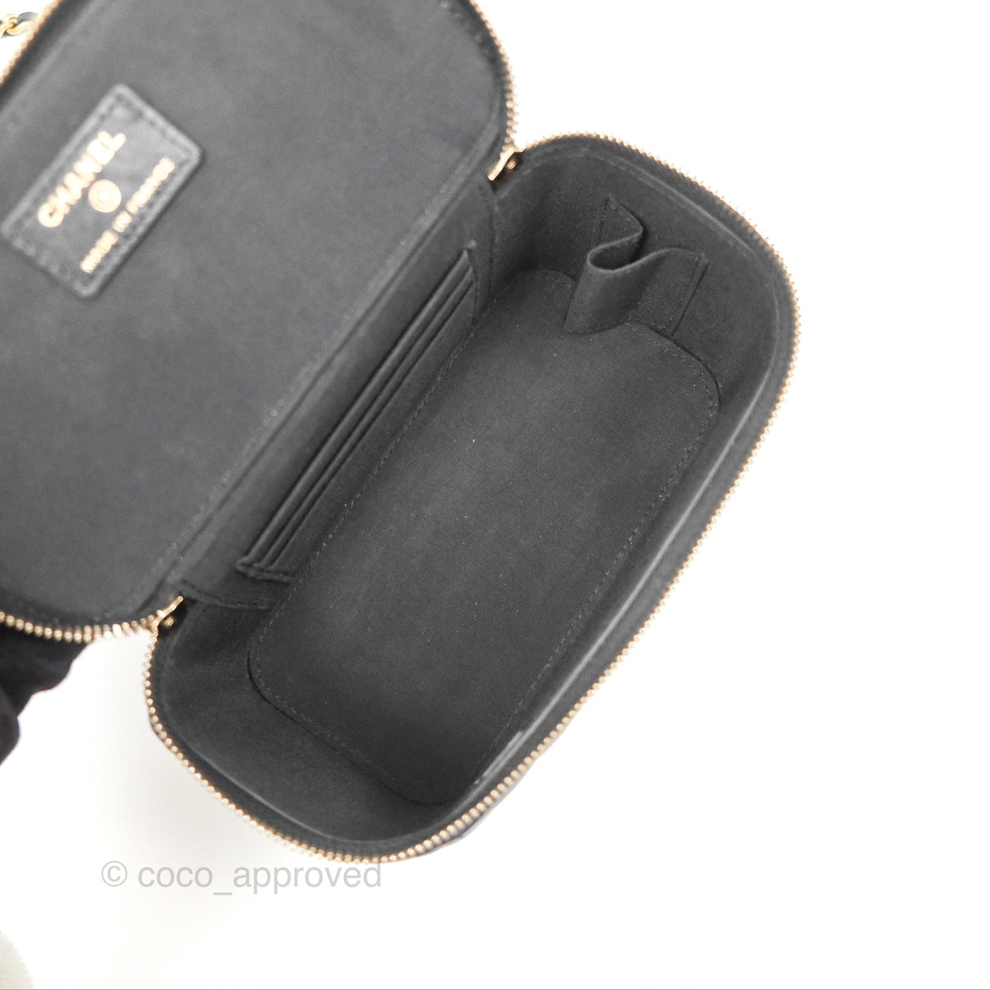 Chanel Vanity Rectangular Top Handle Black Lambskin Aged Gold Hardware