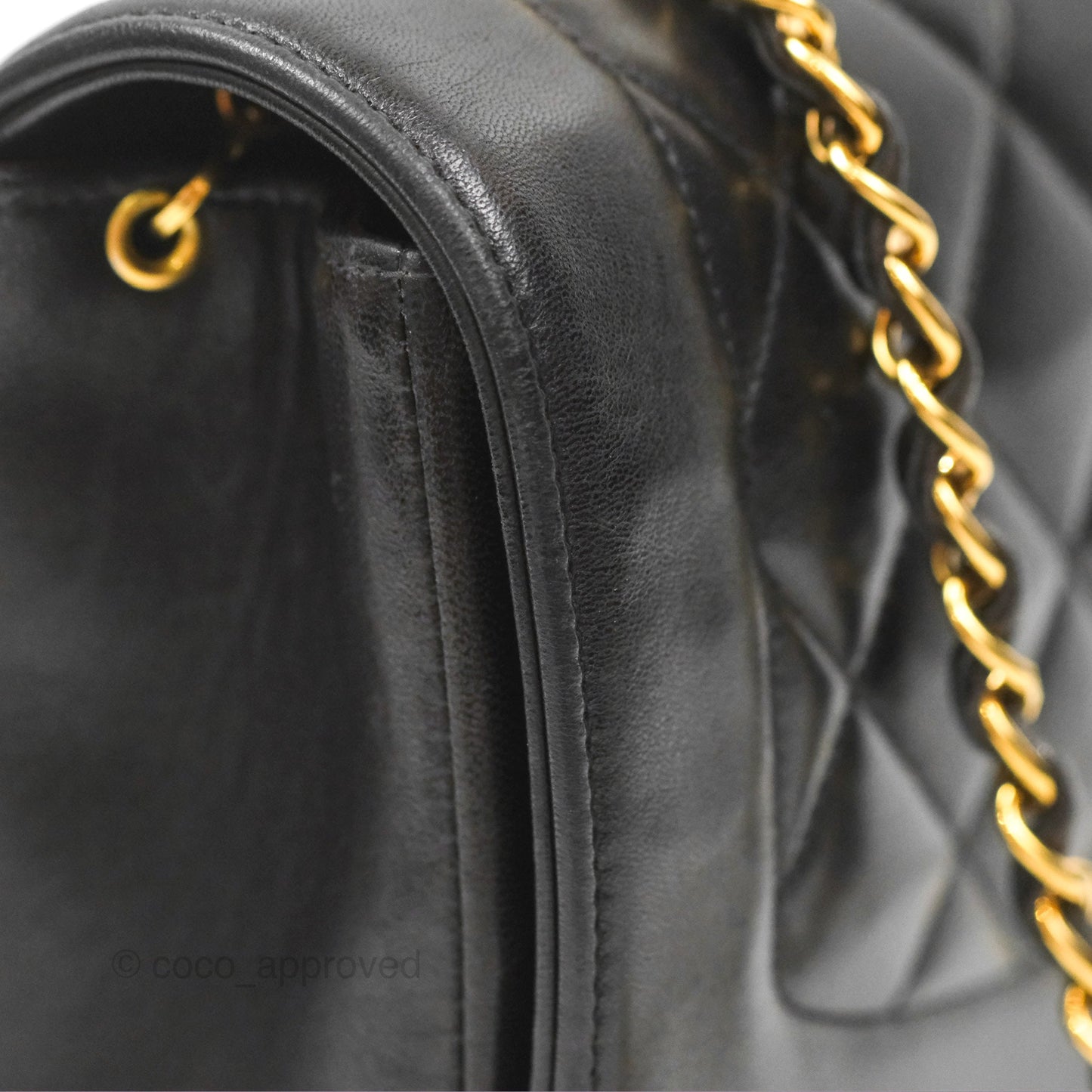 Chanel Vintage Quilted Medium Classic Diana Flap Bag Black Lambskin 24K Gold Hardware