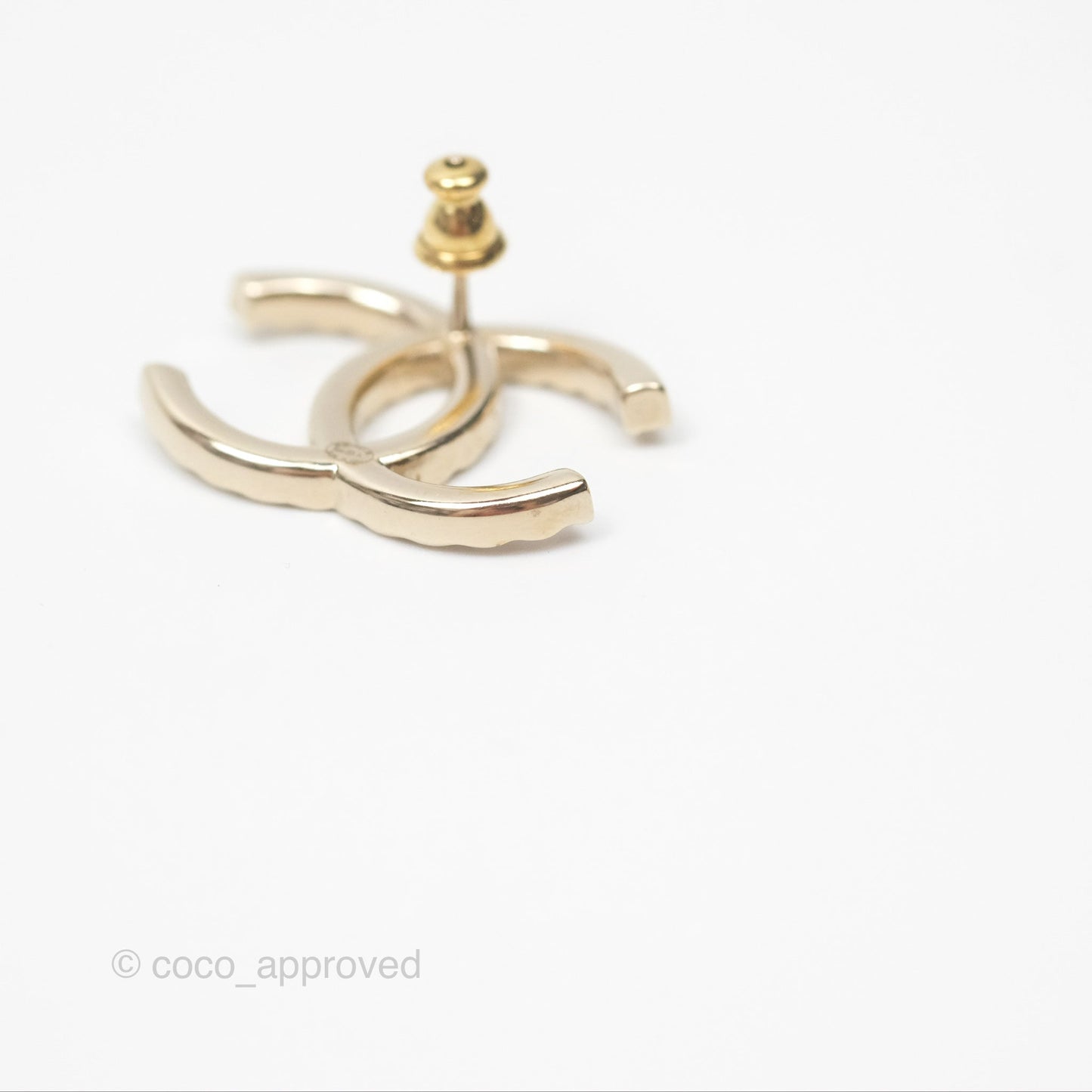 Chanel Crystal CC Earrings Gold Tone 20A