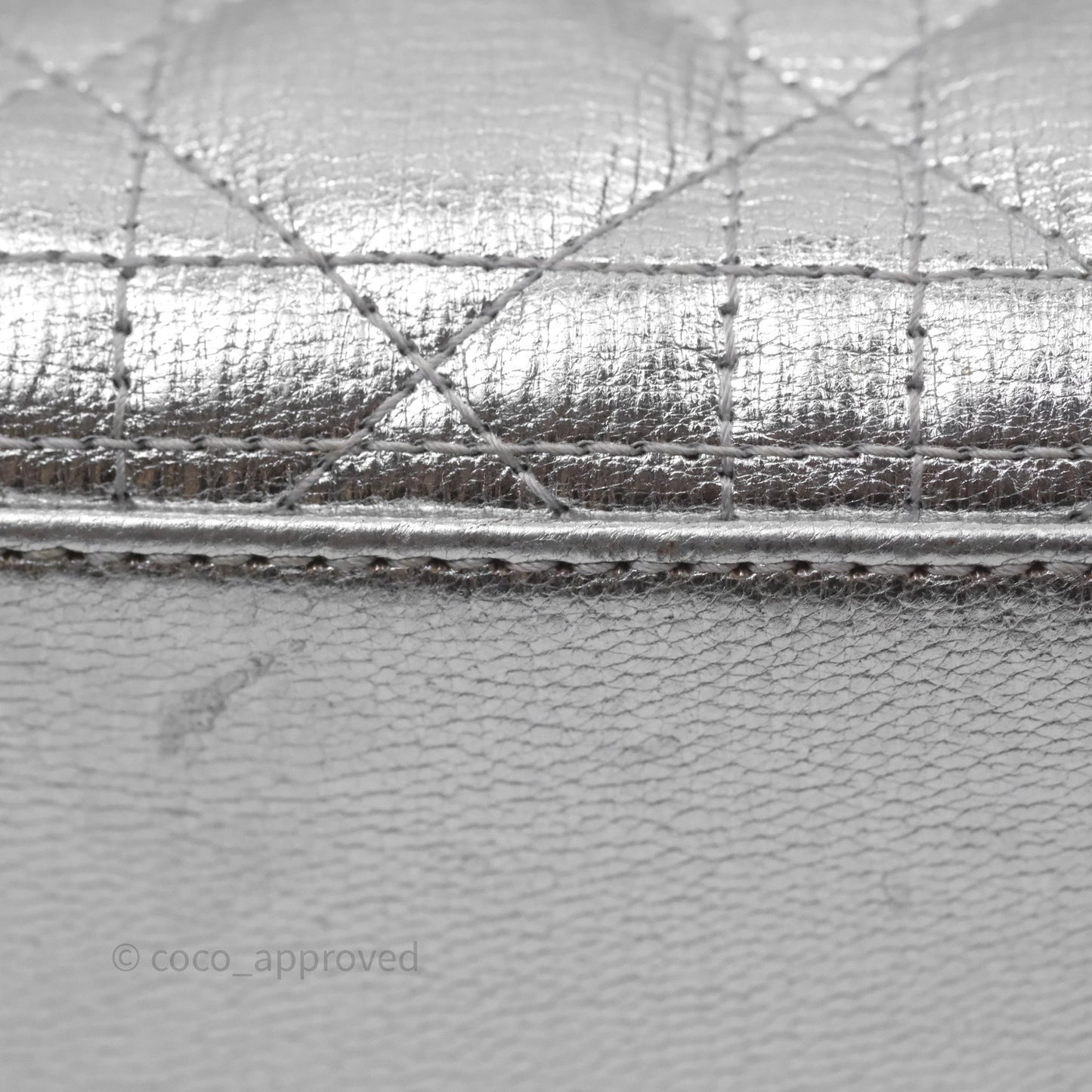 Christian Dior Small Lady Dior My ABCDior Silver Metallic Grained Calfskin Cannage