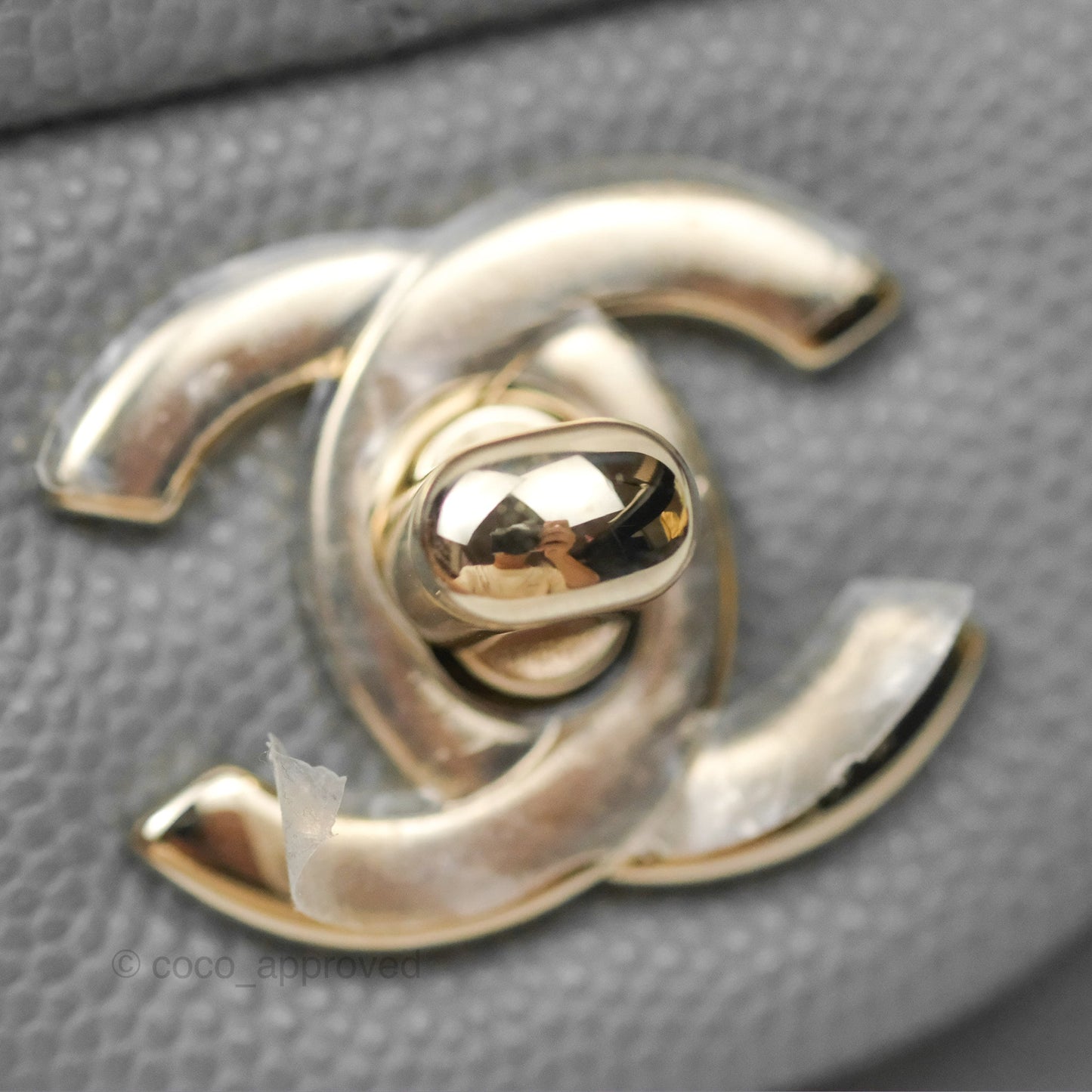 Chanel Small Classic Quilted Flap Grey Caviar Gold Hardware