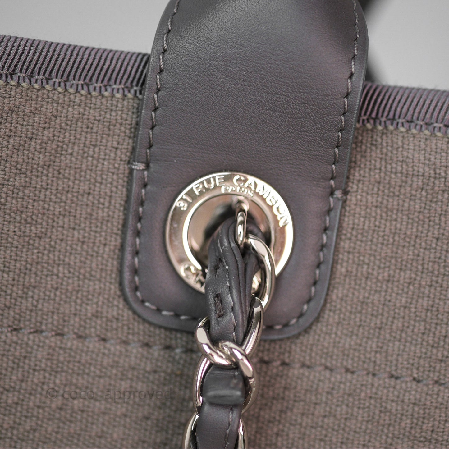 Chanel Canvas Deauville Large Tote Taupe Silver Hardware