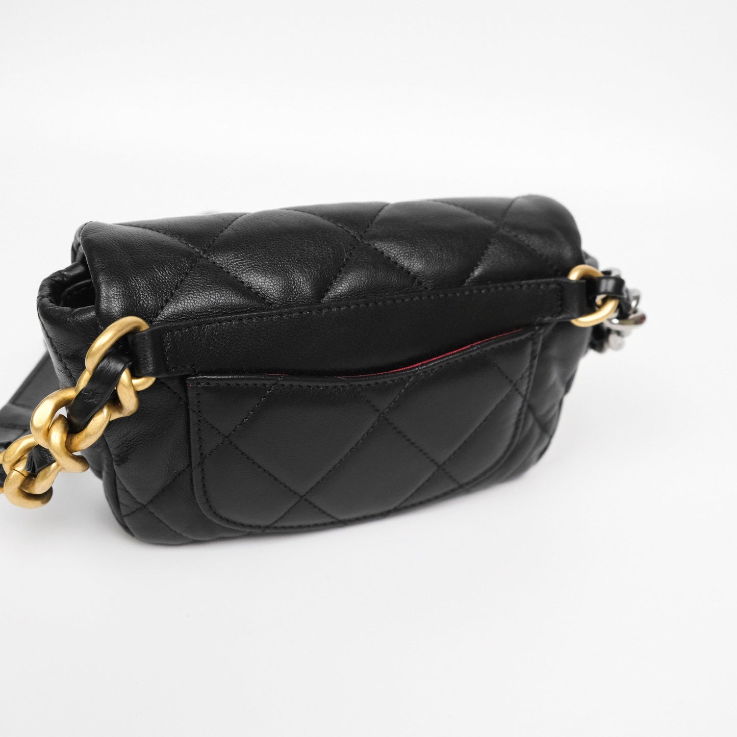 Chanel 19 Waist Bag Black Goatskin Mixed Hardware