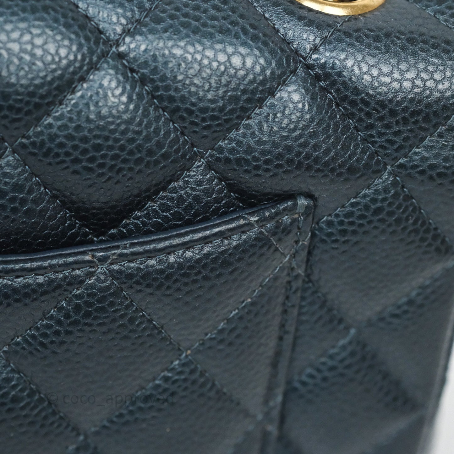 Chanel Mini Rectangular Quilted Iridescent Teal Caviar Gold Hardware