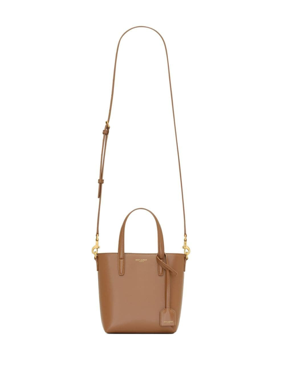 Luxury Saint Laurent Women's Fox-Coloured Leather Mini Shopping Bag In Box in Brown | 773995AADDI