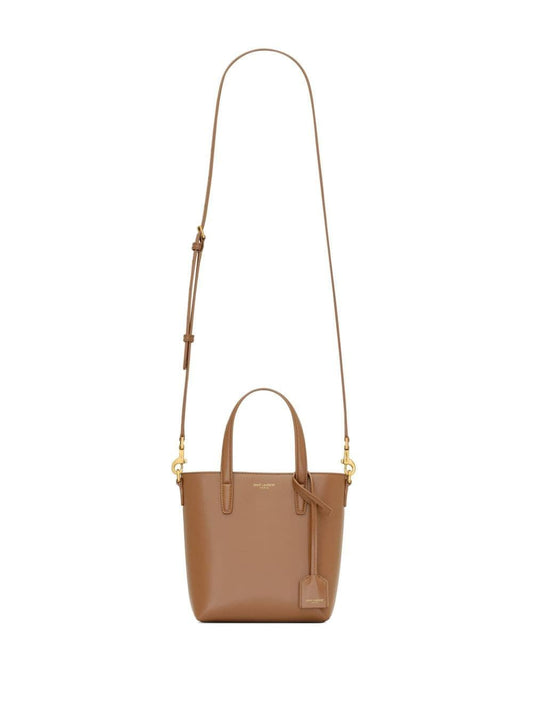 Luxury Saint Laurent Women's Fox-Coloured Leather Mini Shopping Bag In Box in Brown | 773995AADDI