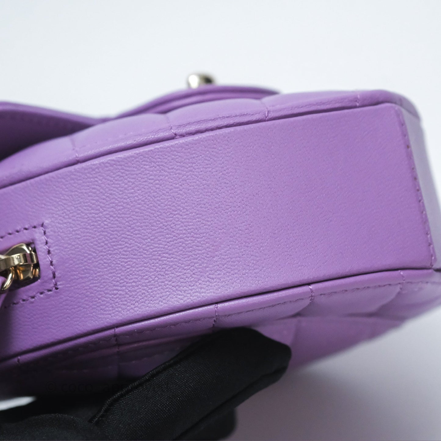 Chanel Small Heart Bag Purple Lambskin Gold Hardware 22S