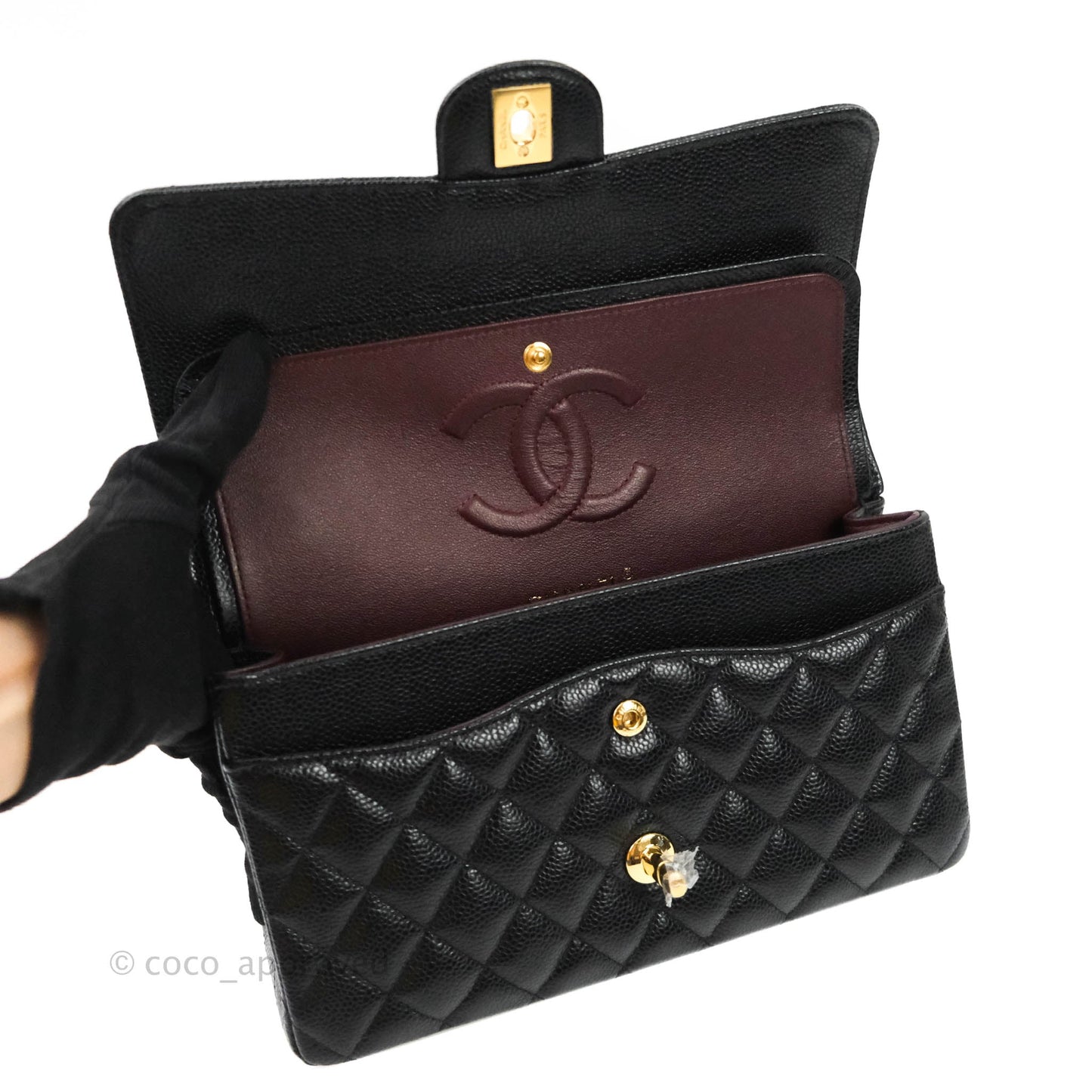 Chanel Classic M/L Medium Double Flap Bag Black Caviar Gold Hardware