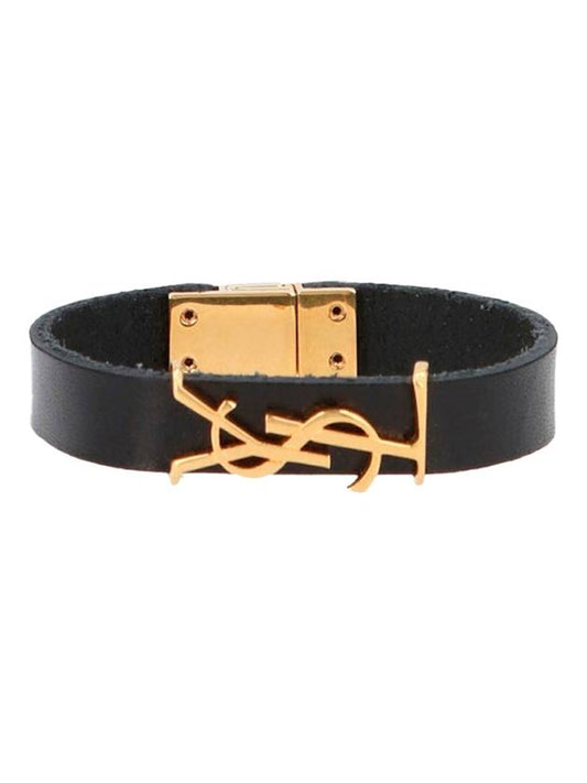 Luxury Saint Laurent Opyum Leather Bracelet Black
