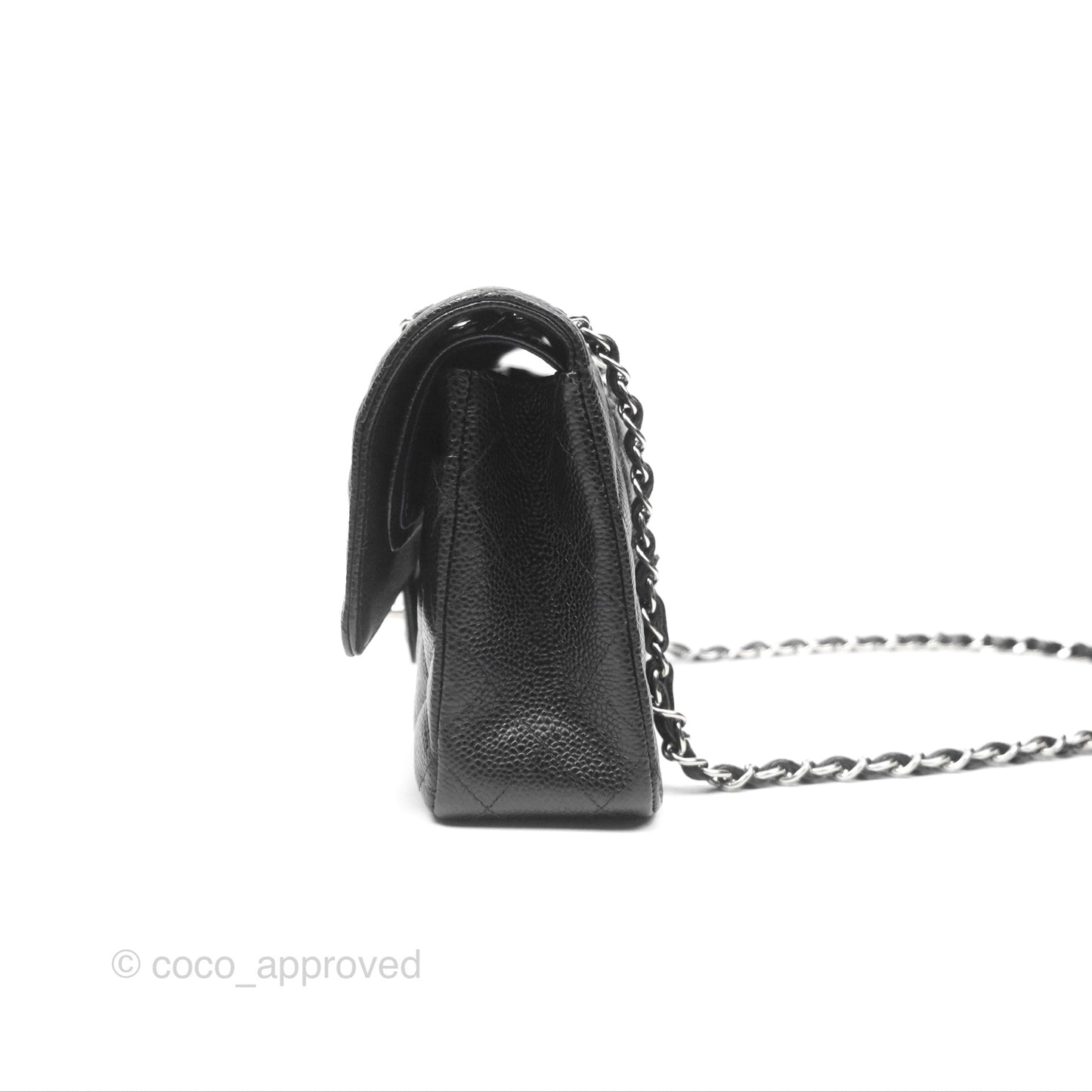 Chanel Classic M/L Medium Flap Quilted Black Caviar Silver Hardware