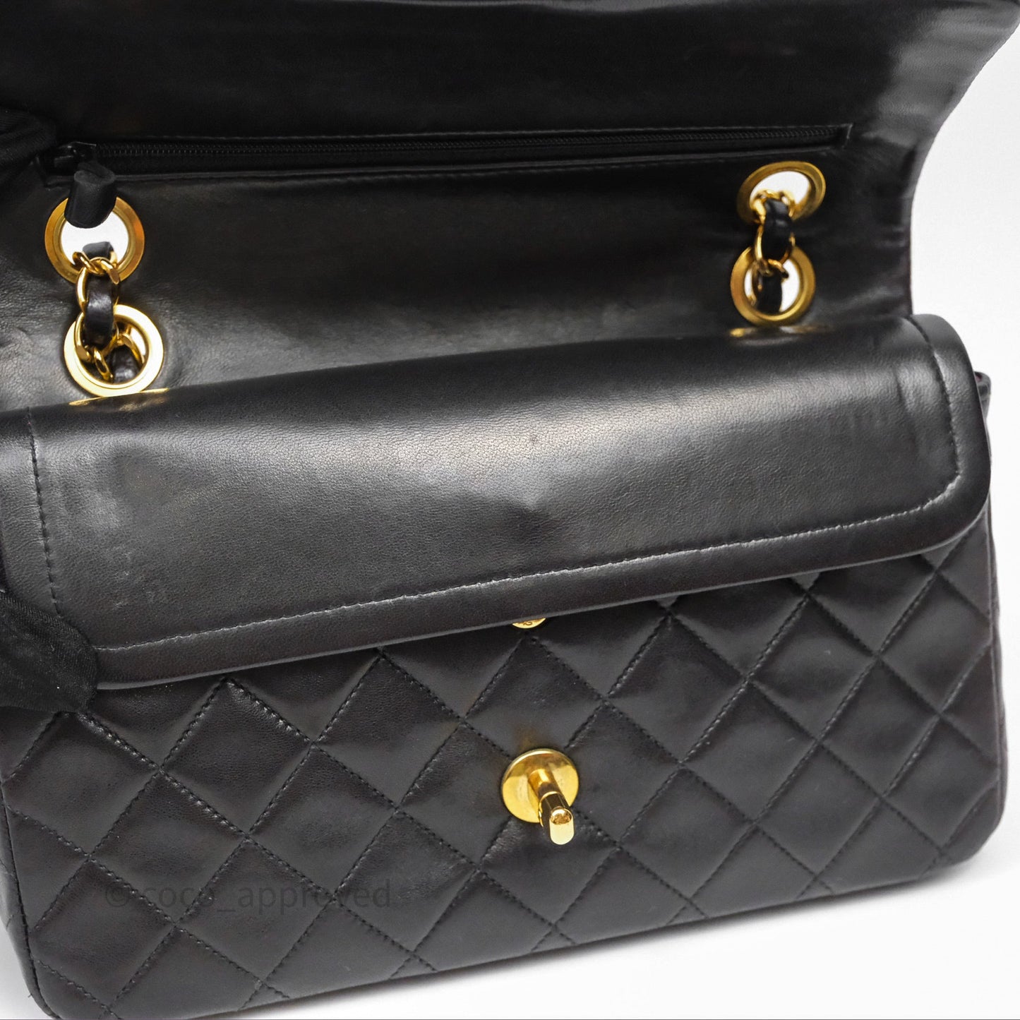 Chanel Vintage Lambskin Small Double Flap Bag Black Gold Hardware