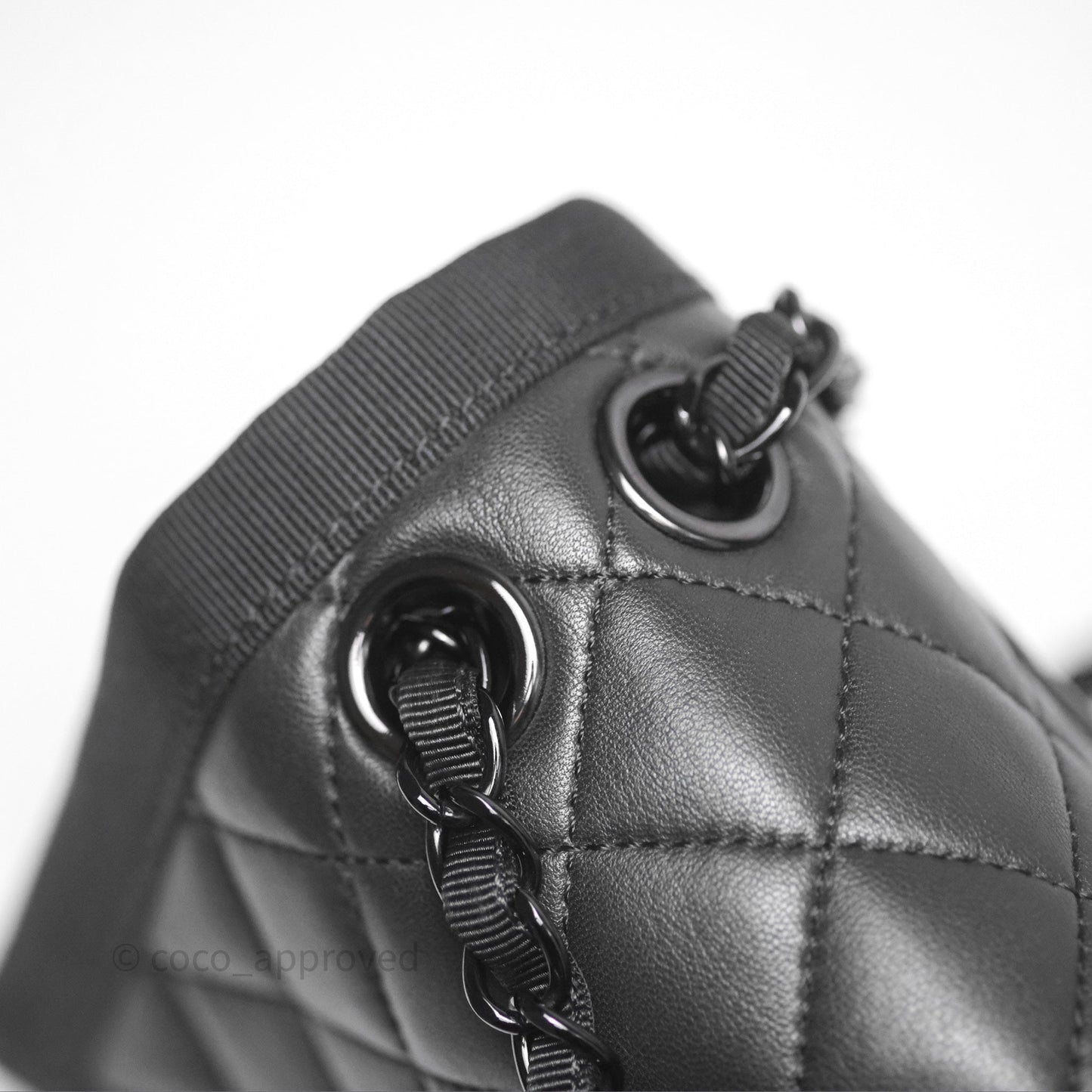 Chanel Quilted Accordion Flap Bag So Black Two Tone Lambskin Fabric