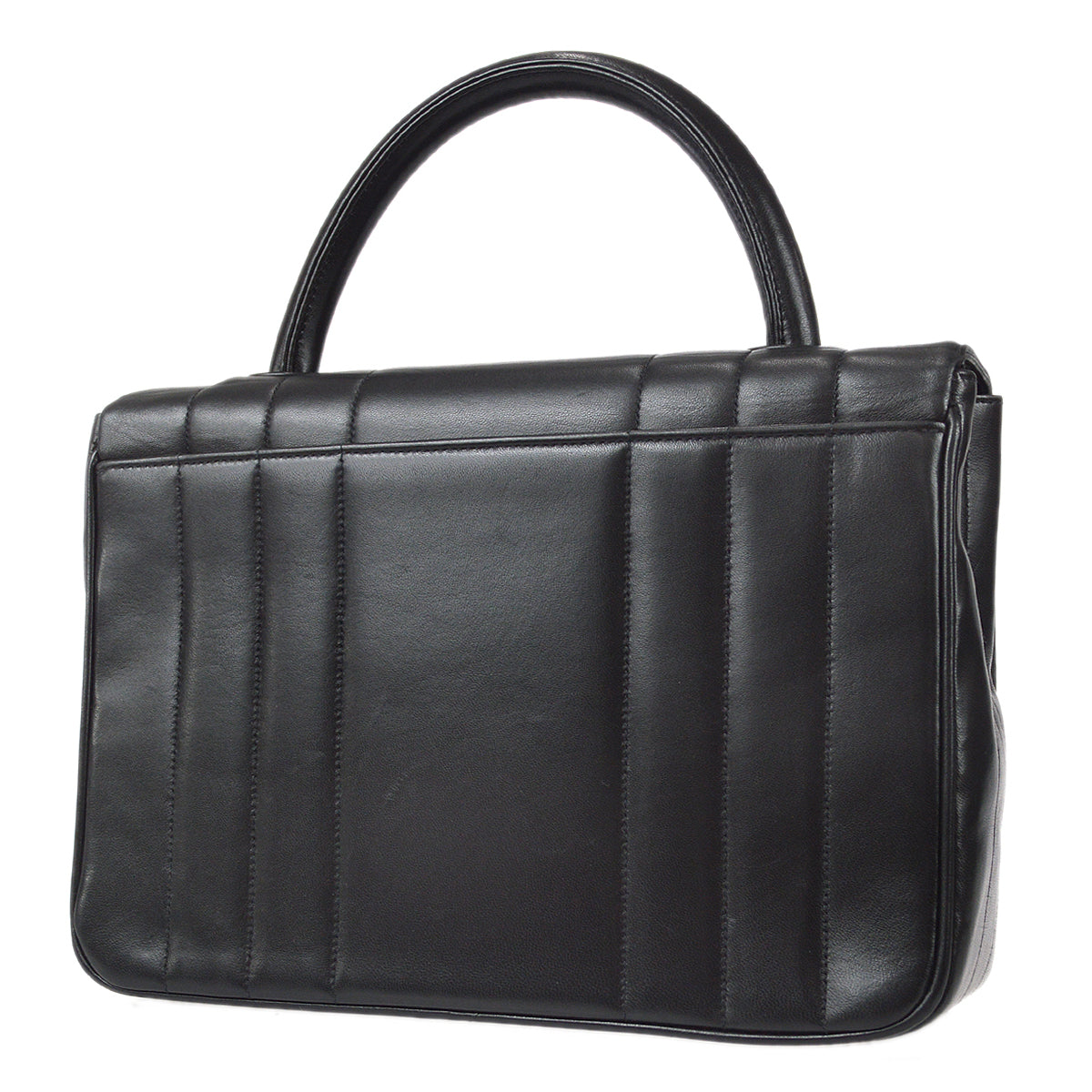 Luxury Chanel 1994-1996 Vertical Stith Top Handle Bag Black Lambskin