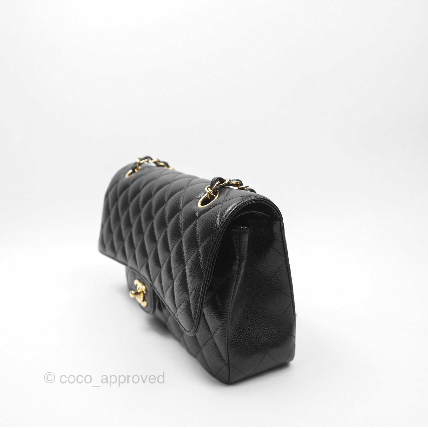 Chanel Classic M/L Medium Flap Quilted Black Caviar Gold Hardware