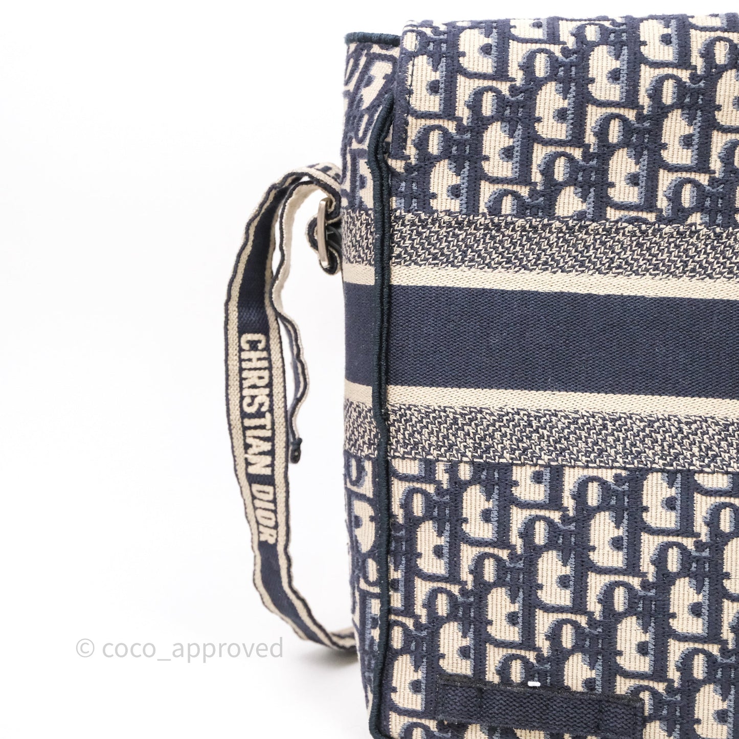 Christian Dior Medium DiorCamp Messenger Bag Oblique Embroidery Blue