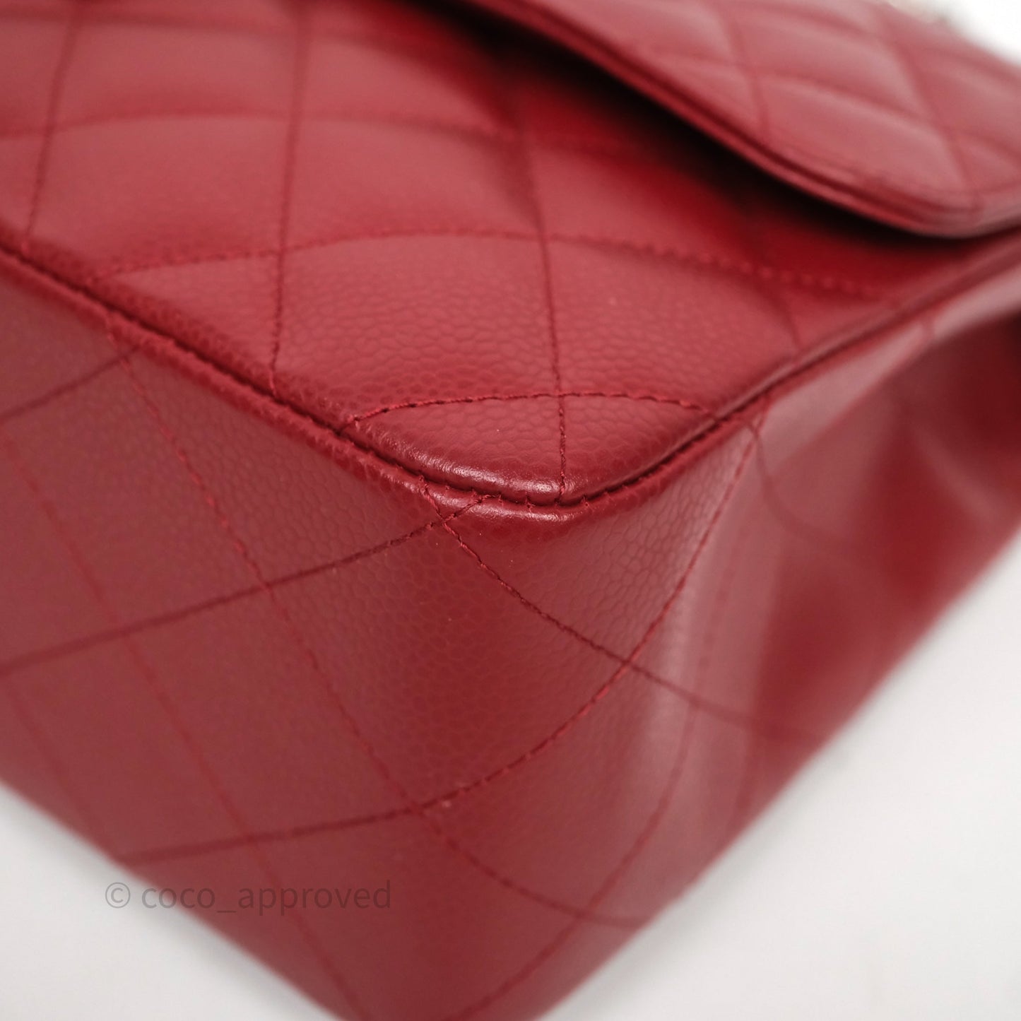 Chanel Jumbo Single Flap Dark Red Caviar Silver Hardware⁣⁣