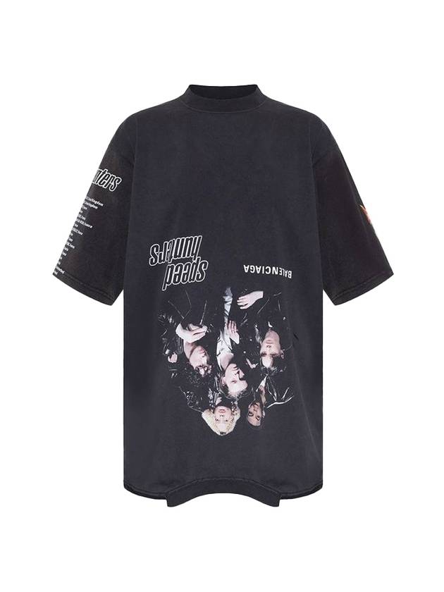 Luxury Balenciaga Speed Hunter Upside Down Oversized Short Sleeve T-shirt Black