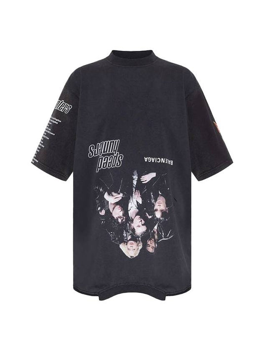 Luxury Balenciaga Speed Hunter Upside Down Oversized Short Sleeve T-shirt Black