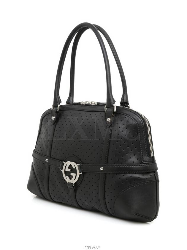 Luxury Gucci Trending 2025 Interlocking perforated GG black shoulder bag 114887