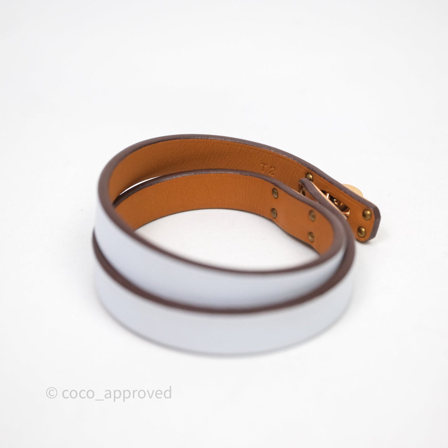 Hermès Kelly Double Tour Bracelet Blue Brume Swift Rose Gold Hardware