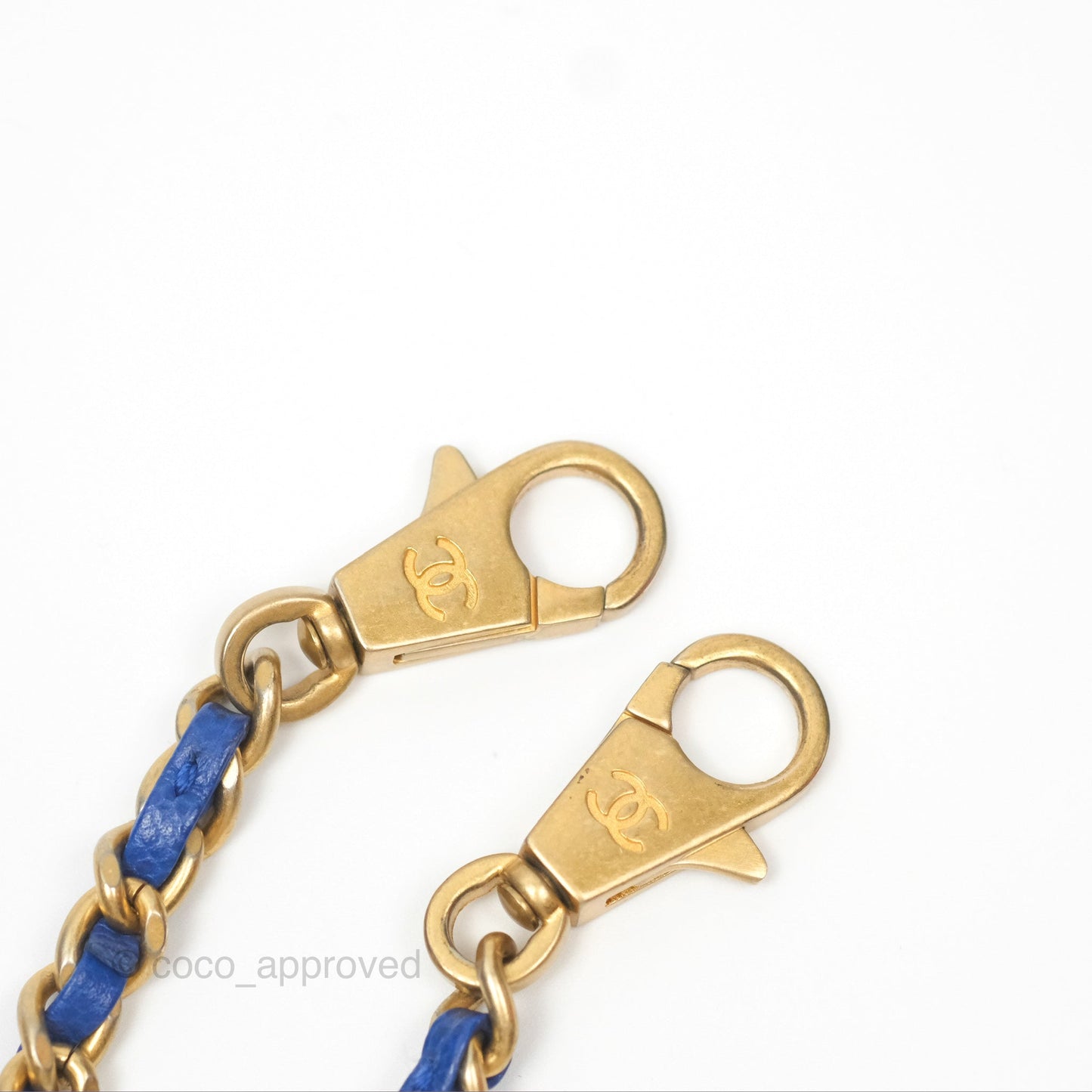 Chanel Small Coco Handle Chevron Blue Caviar Aged Gold Hardware