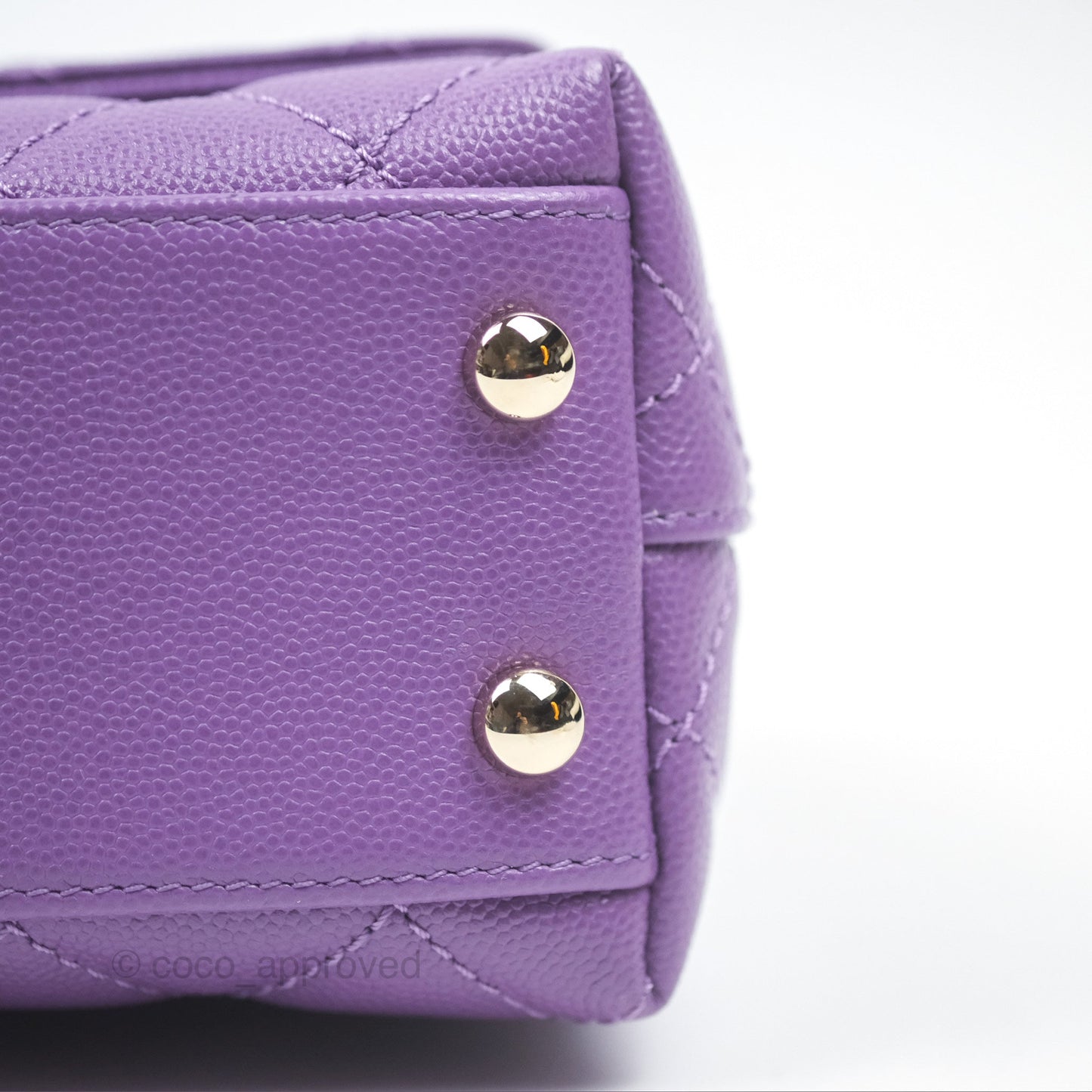 Chanel Quilted Mini Coco Handle Caviar Purple Gold Hardware