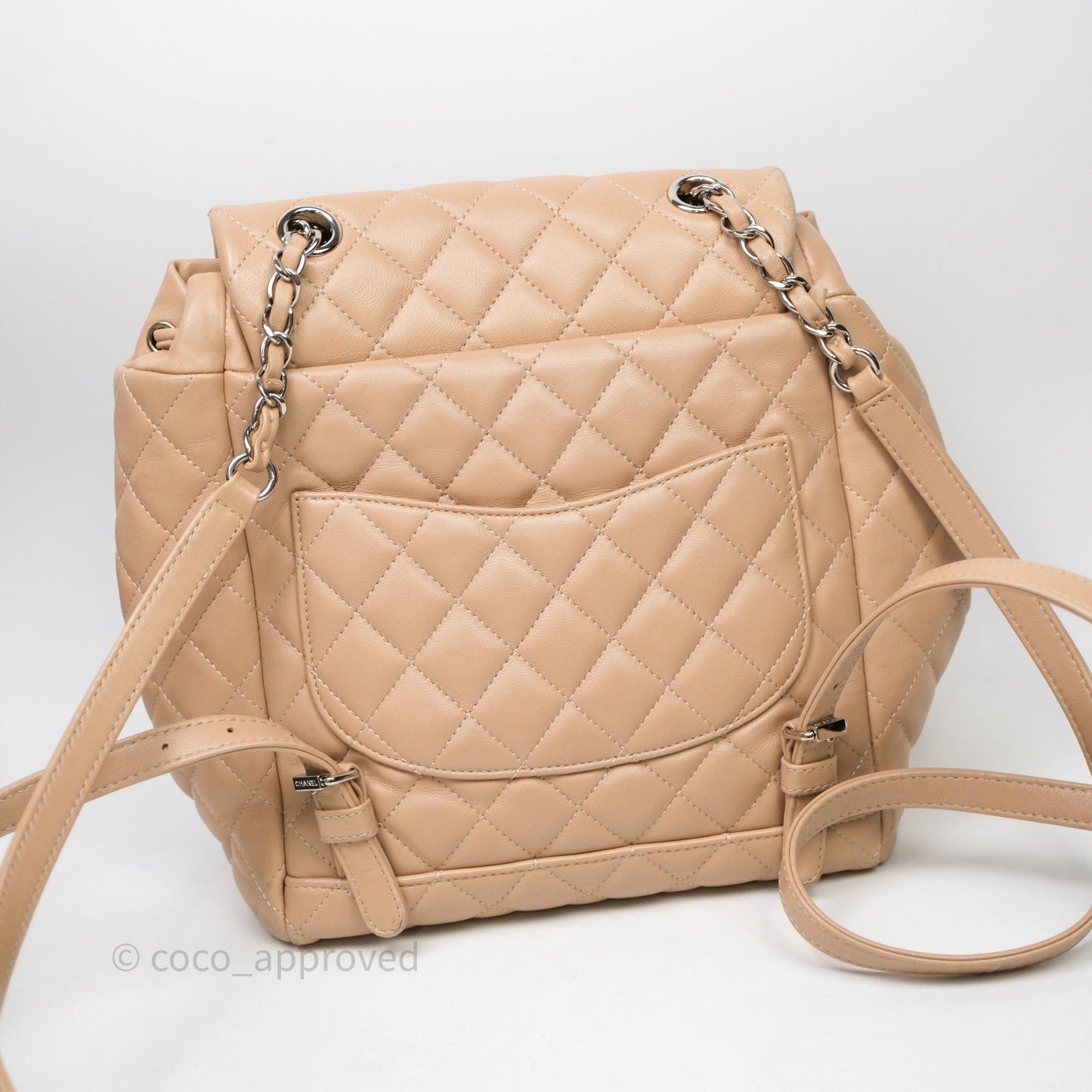 Chanel Quilted Small Urban Spirit Backpack Beige Lambskin Silver Hardware
