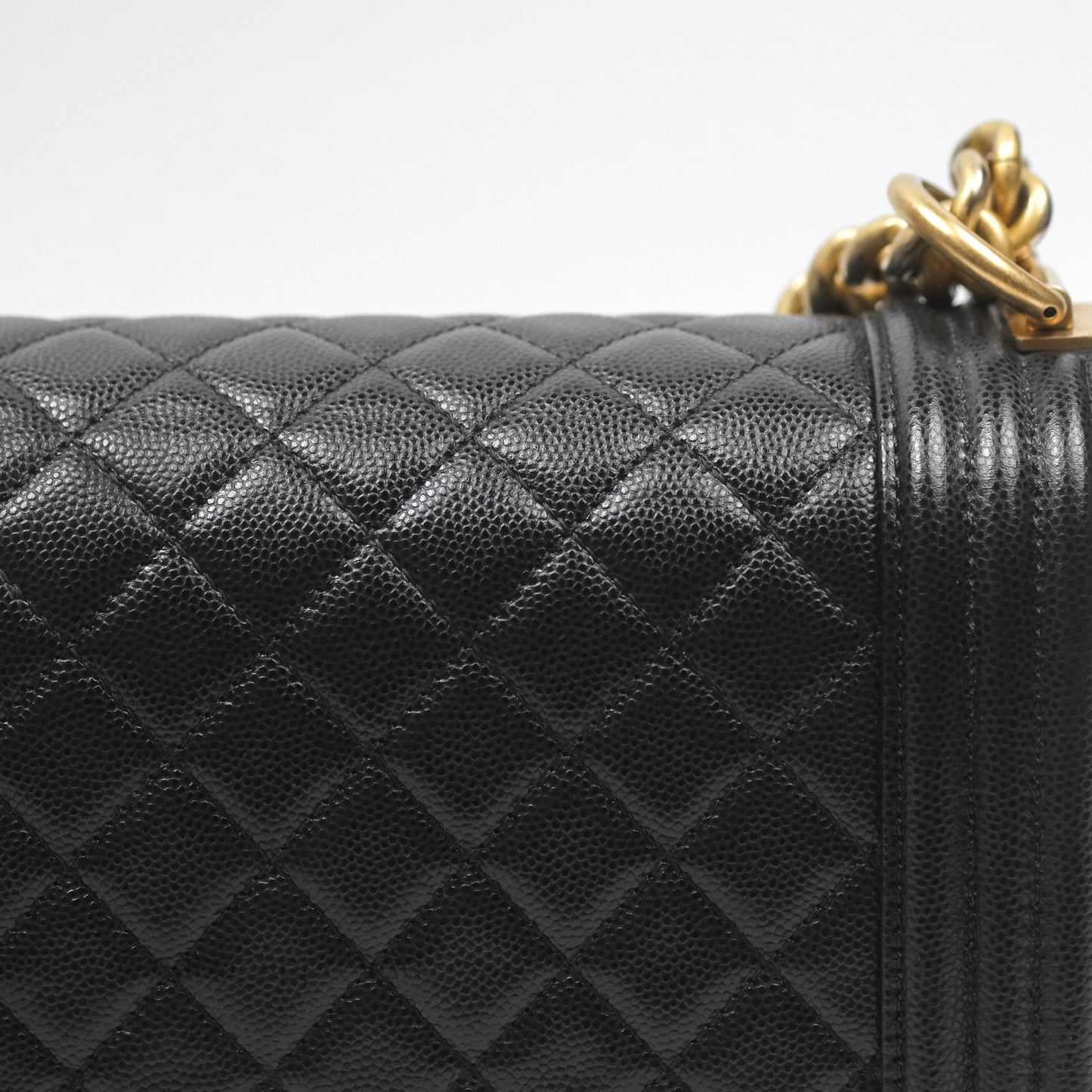 Chanel Medium Boy Quilted Black Caviar Aged Gold Hardware