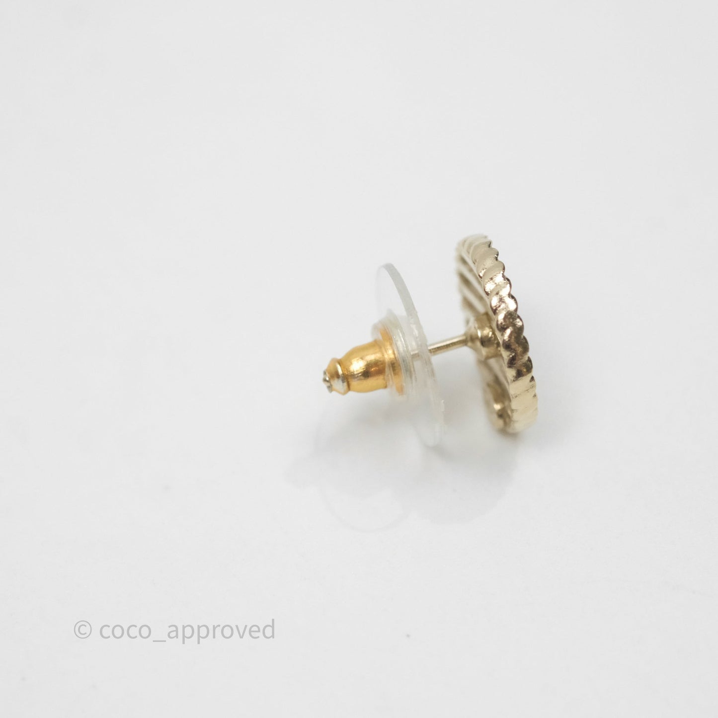 Chanel CC Round Earrings Gold Tone 19C