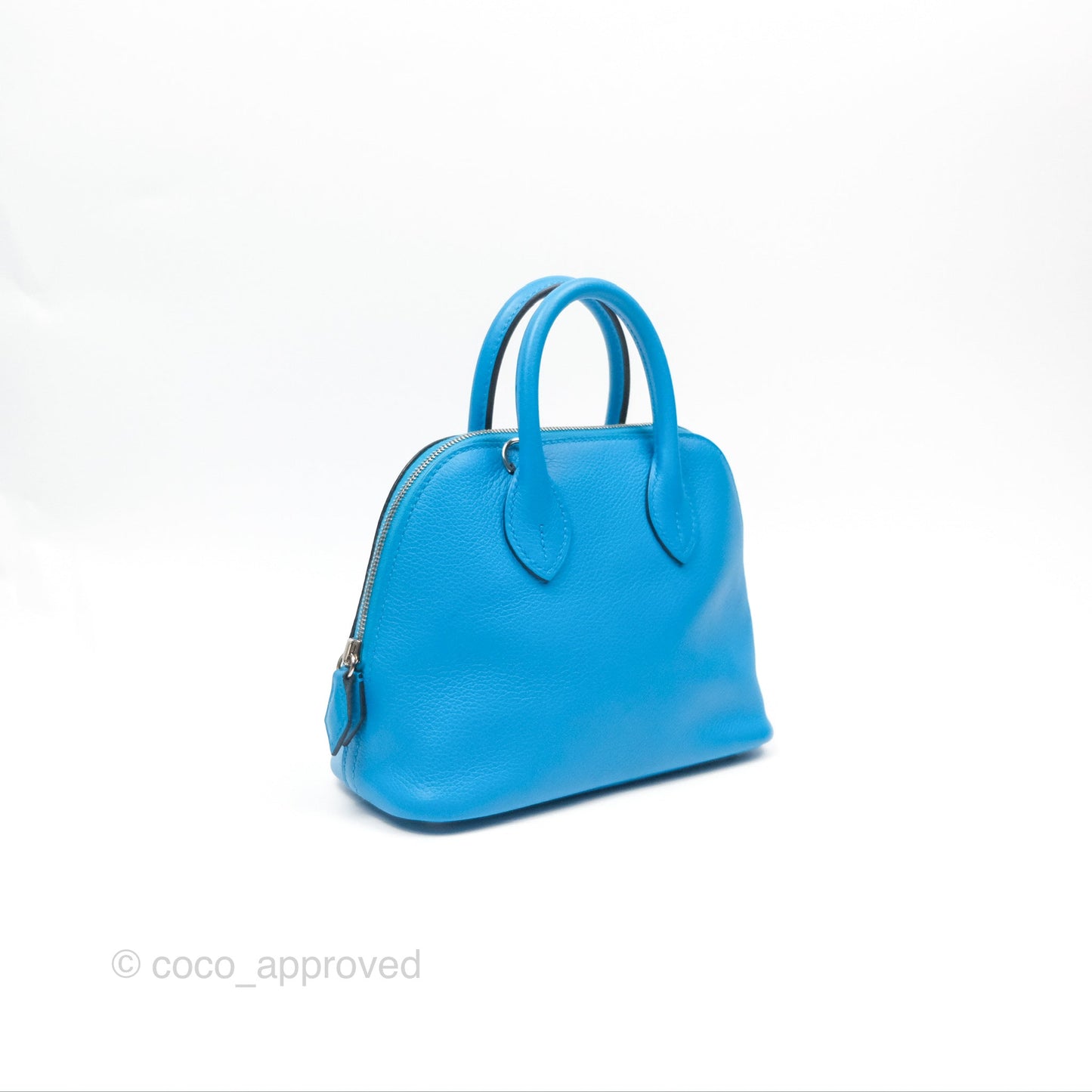 Hermès Bolide Mini 1923 Bleu Frida Evercolor Palladium Hardware