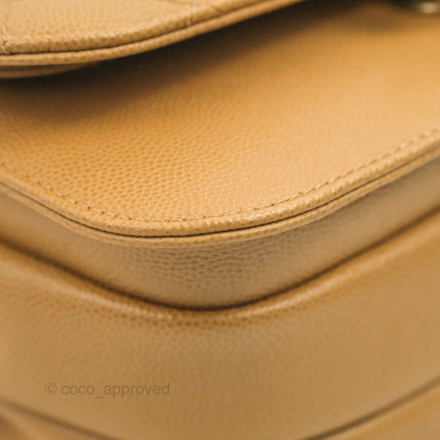 Chanel Mini Messenger Bag Beige Caviar Gold Hardware 21K