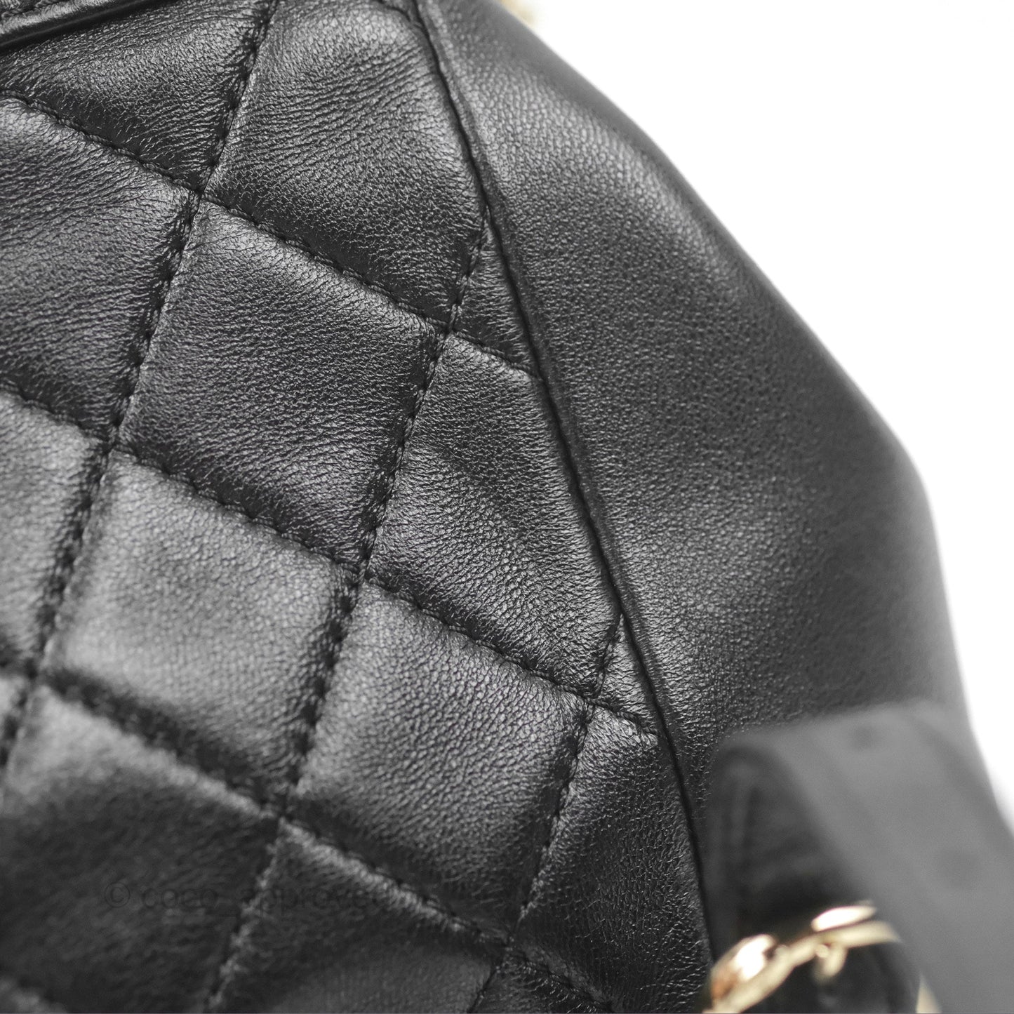 Chanel Quilted Small Duma Drawstring Backpack Black Calfskin Gold Hardware
