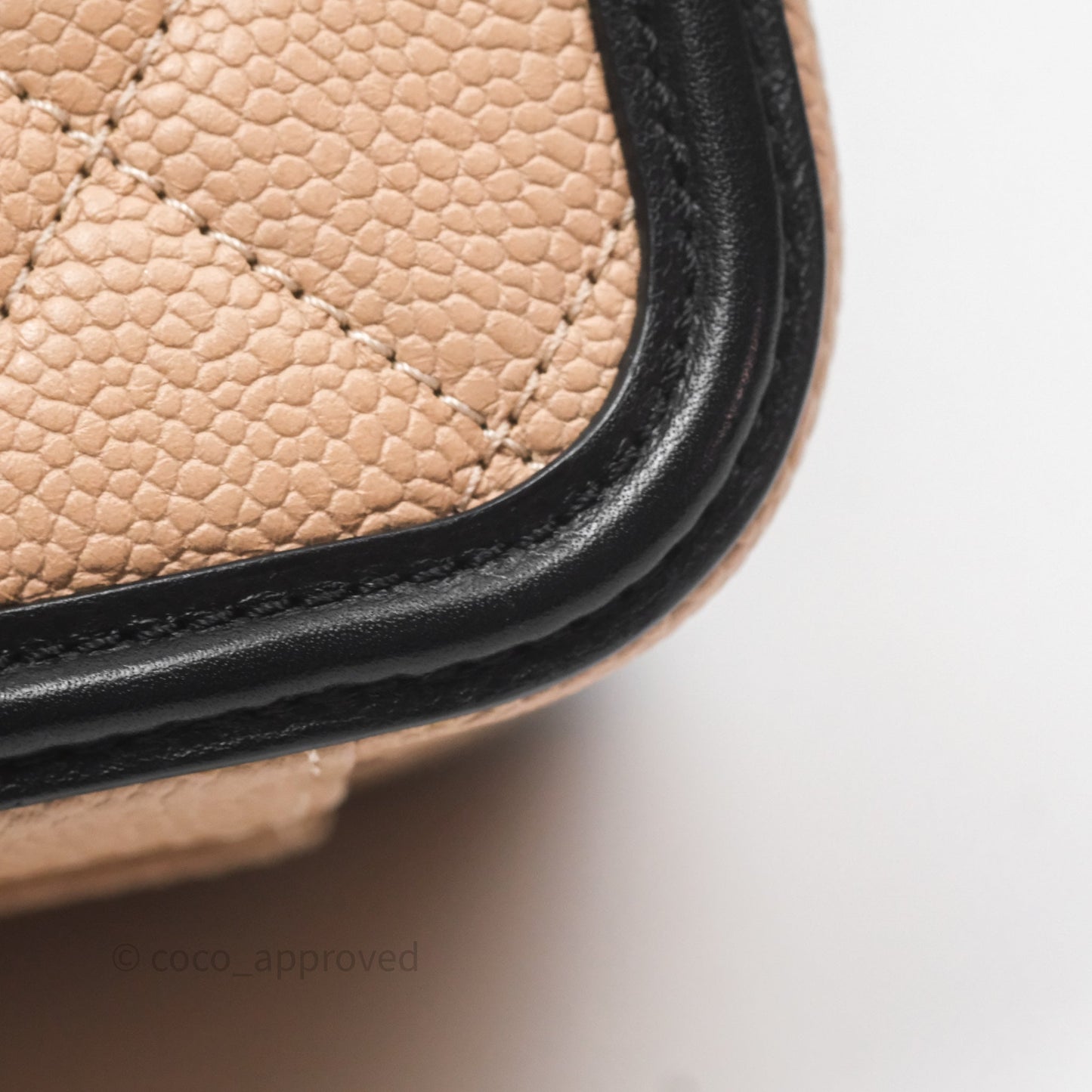 Chanel Quilted Medium CC Filigree Vanity Case Beige Caviar Gold Hardware