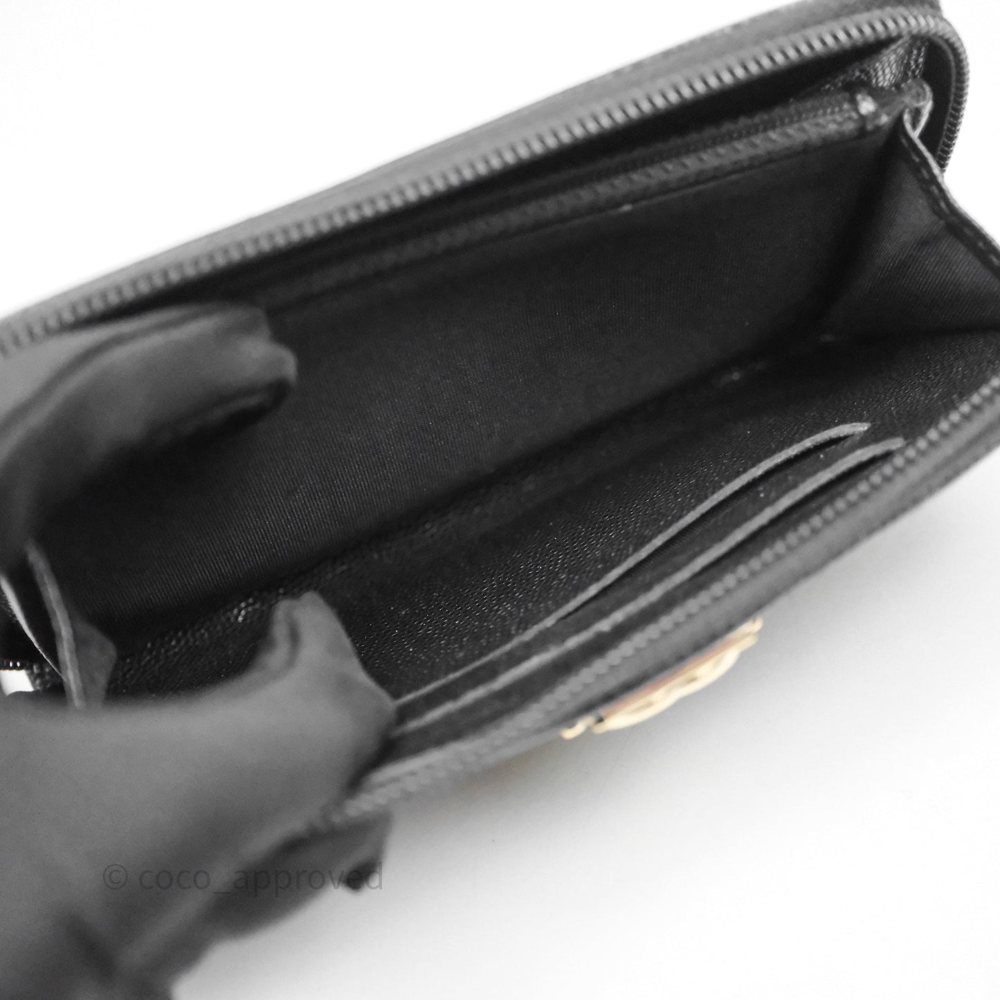 Chanel Boy Zip Wallet Black Caviar Gold Hardware