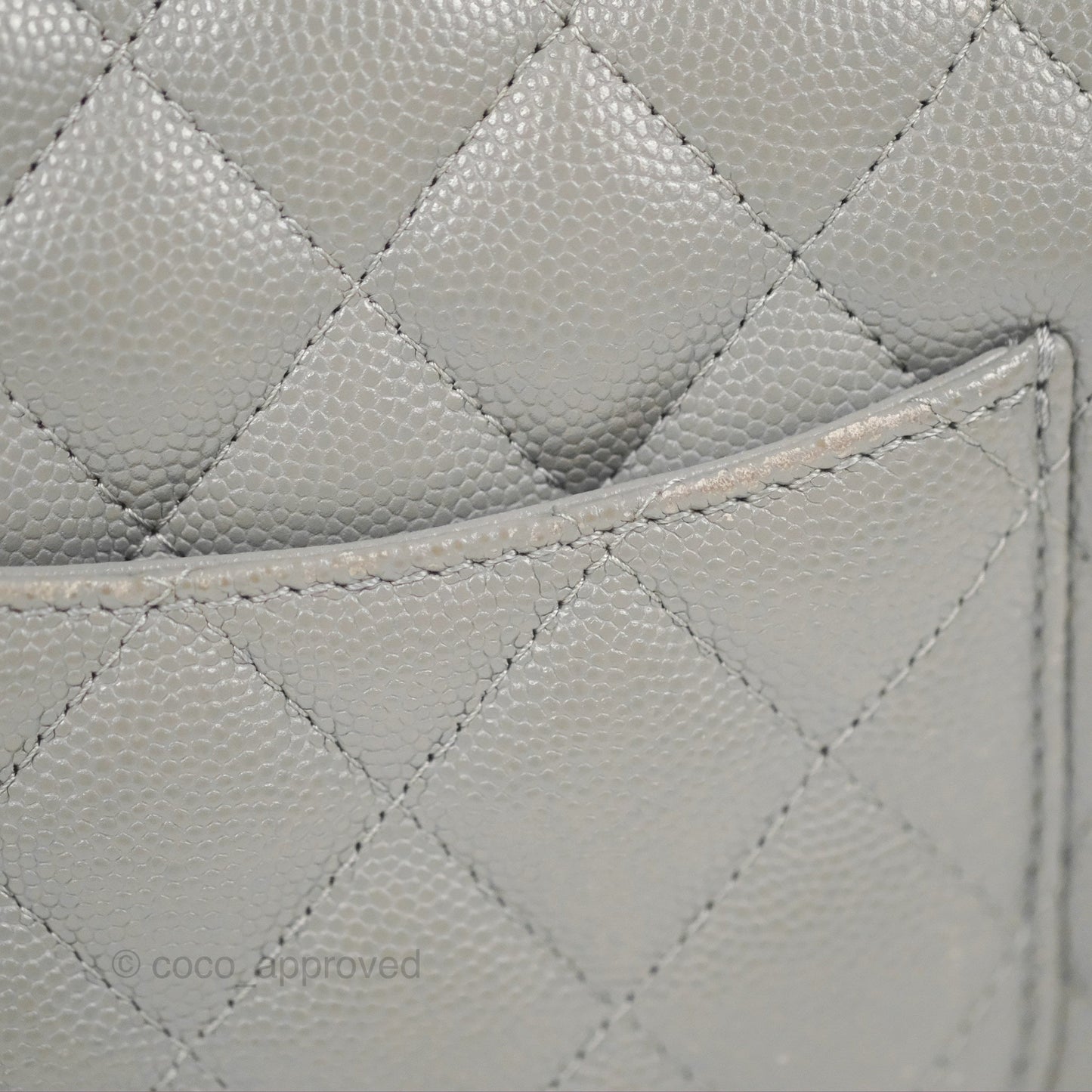 Chanel Quilted Mini Rectangular Flap Grey Caviar Silver Hardware 17B