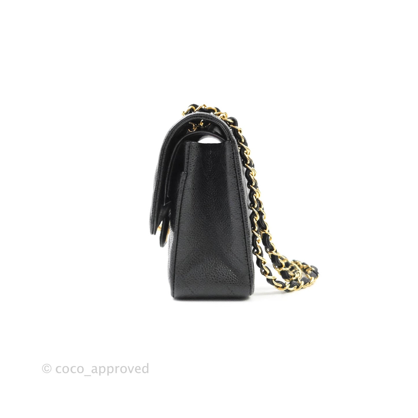 Chanel Quilted M/L Medium Double Flap Black Caviar Gold Hardware