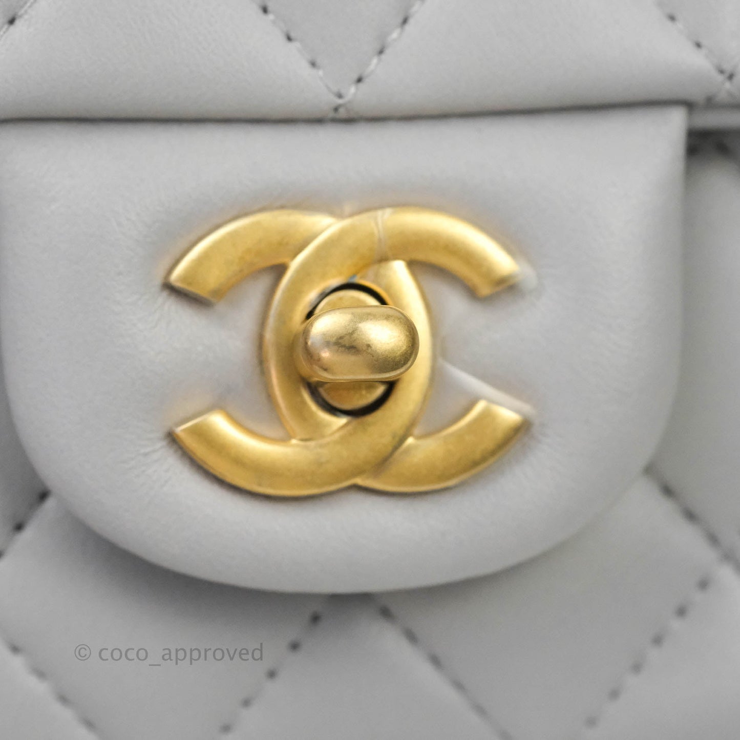 Chanel Top Handle Mini Rectangular Flap Bag Grey Lambskin Aged Gold Hardware