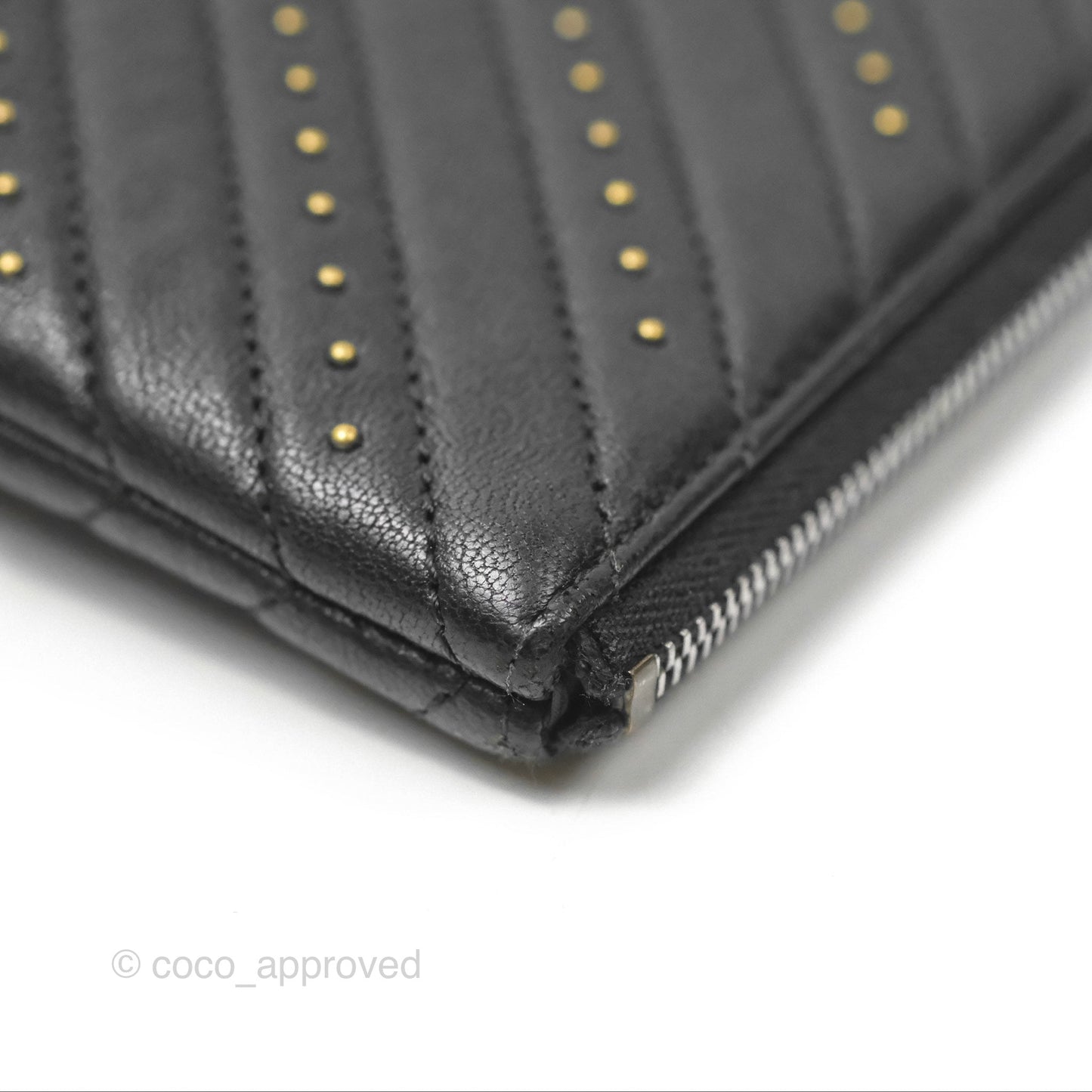 Chanel Large O Case Chevron Studded Black Calfskin Reissue Ruthenium Hardware