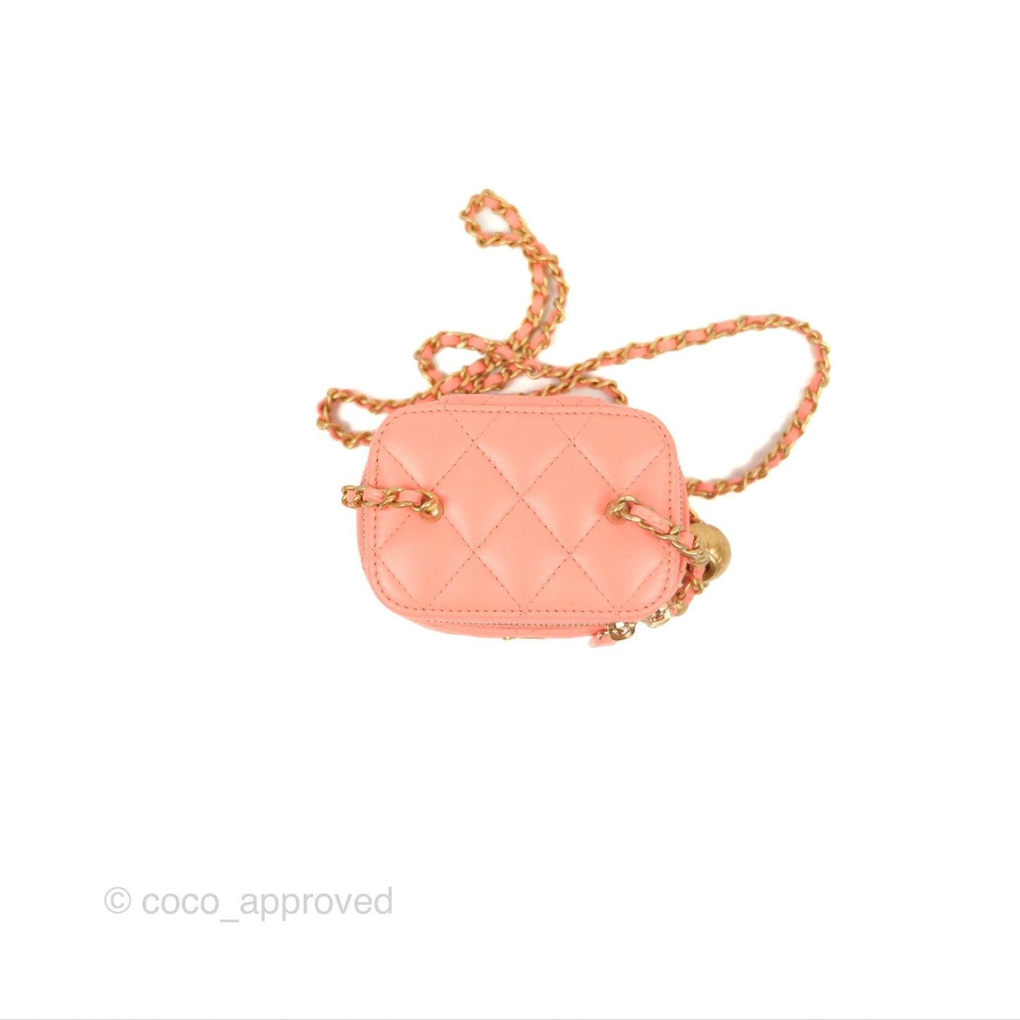 Chanel Mini Pearl Crush Vanity With Chain Orange Clair Gold Hardware