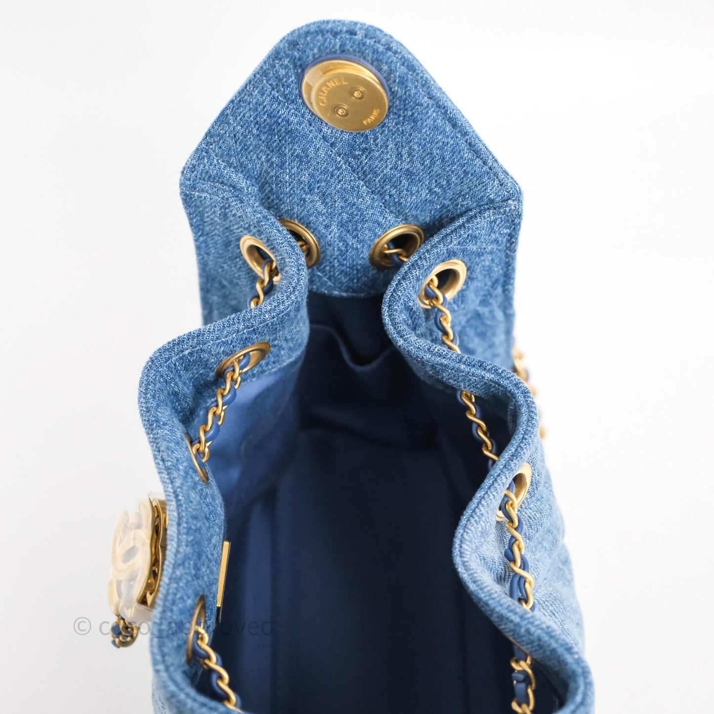 Chanel 25 Mini Washed Denim Aged Gold Hardware