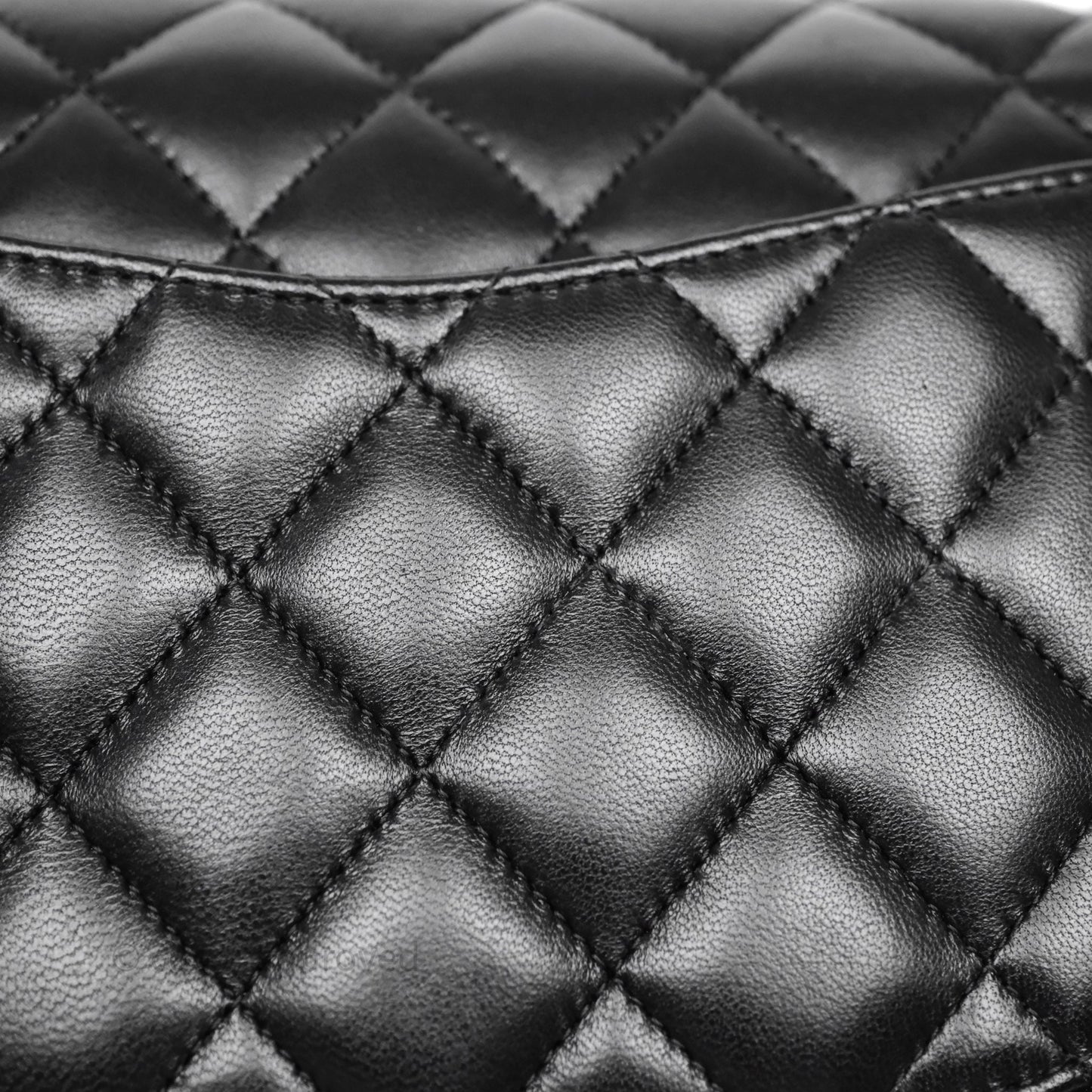 Chanel Classic M/L Medium Flap Quilted Black Lambskin Silver Hardware