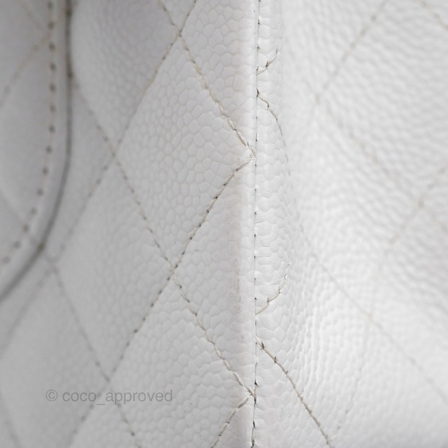Chanel Classic M/L Medium Double Flap White Caviar Silver Hardware