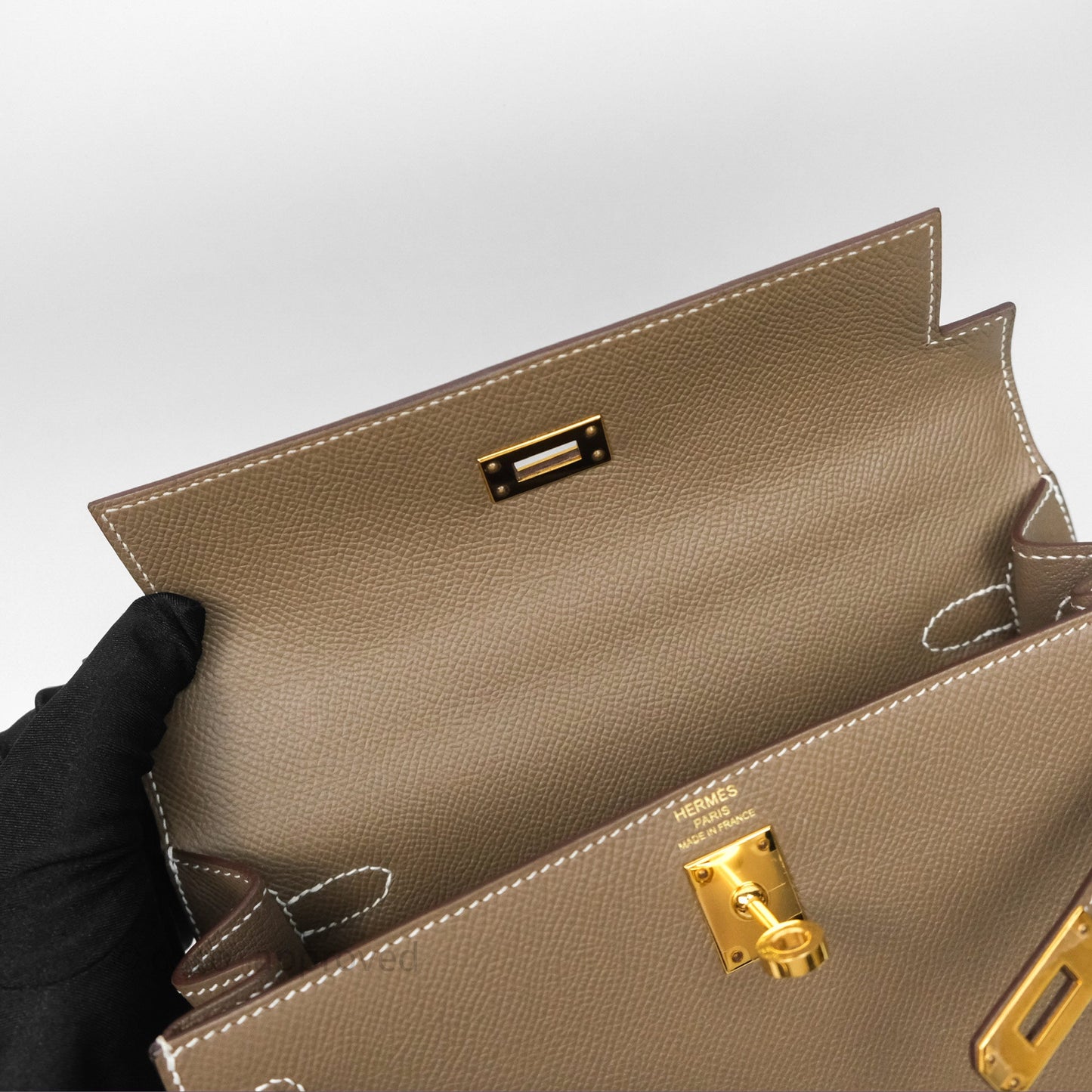Hermès Kelly 25 Sellier Etoupe Epsom Gold Hardware