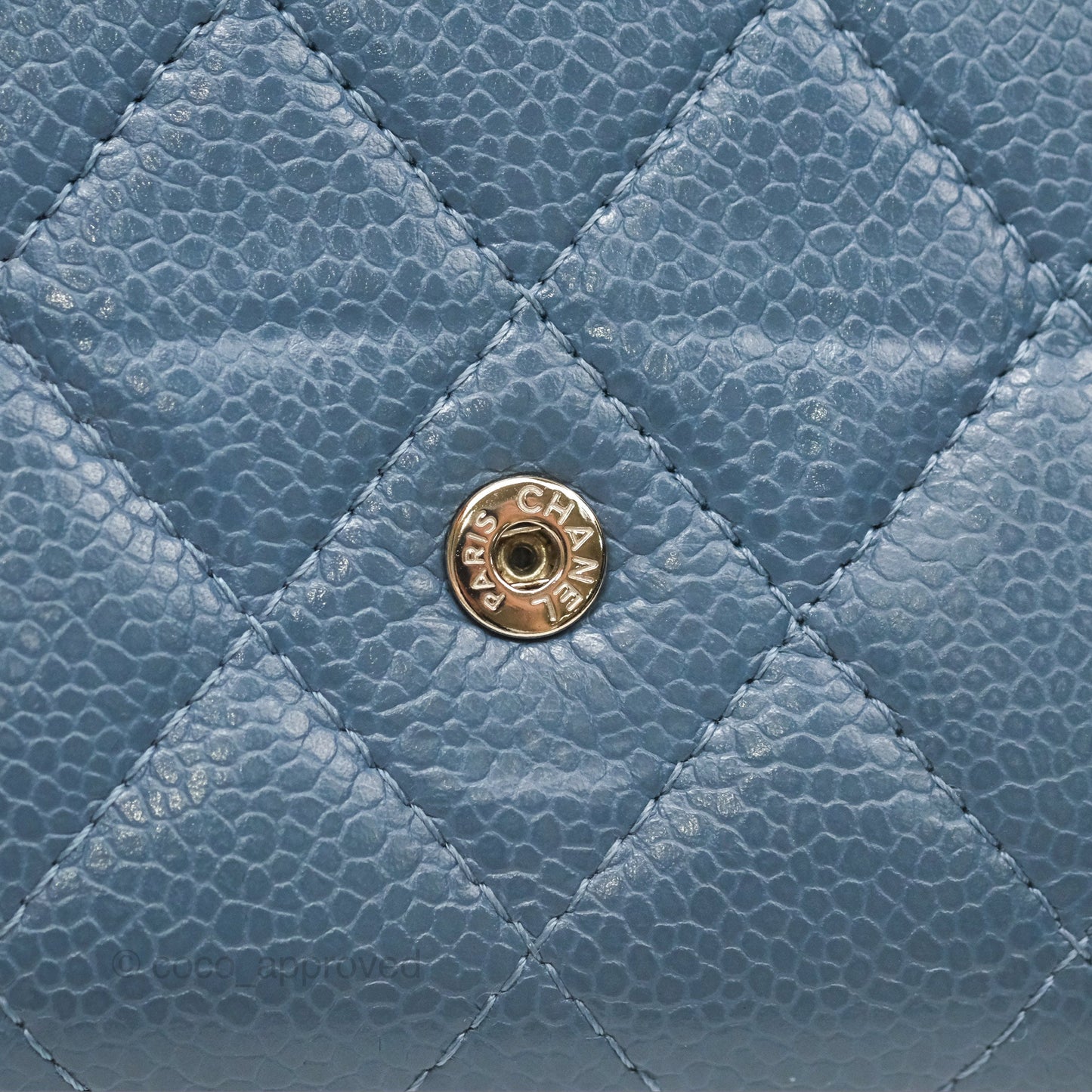 Chanel Quilted Small Flap Wallet Grey Blue Caviar Silver Hardware