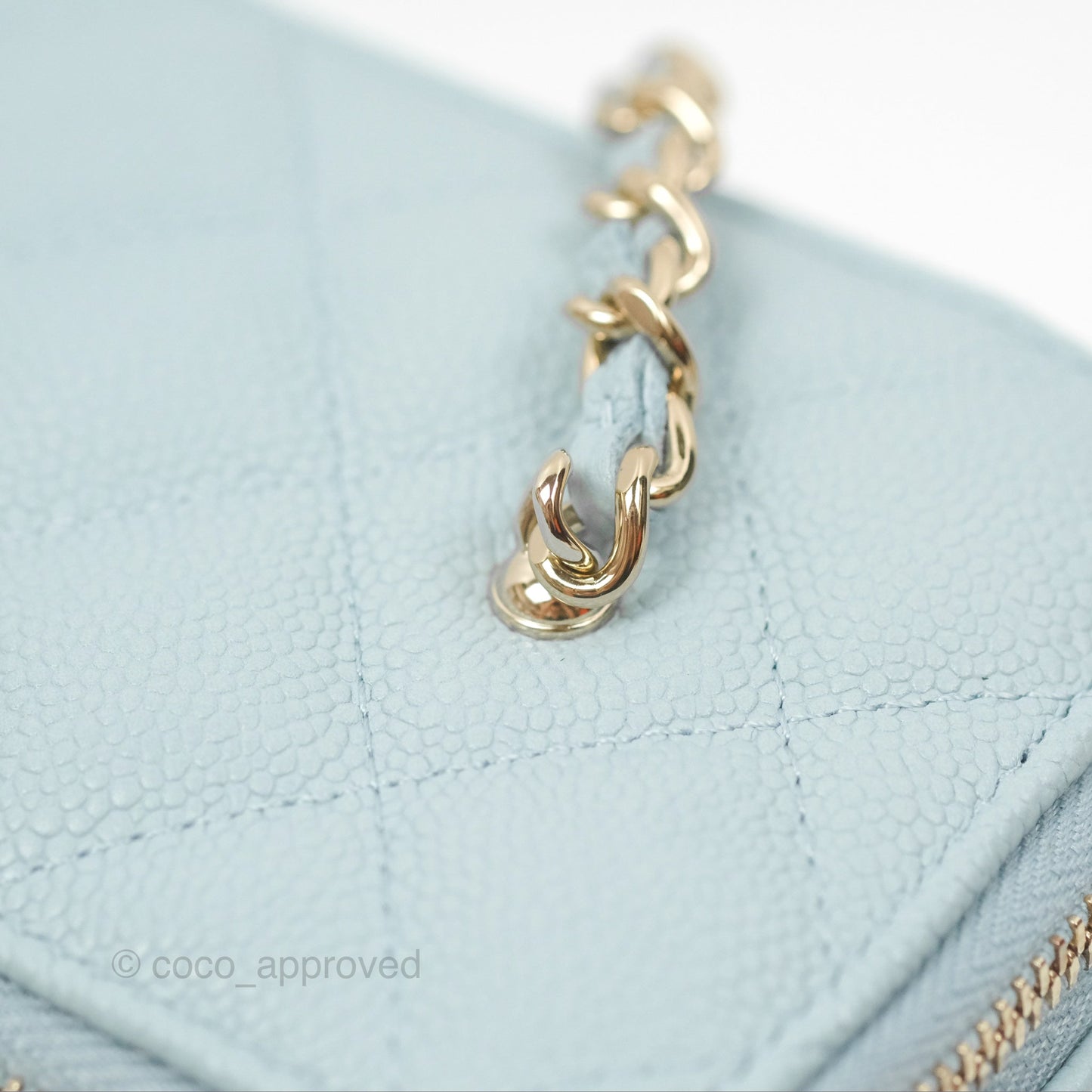 Chanel Vanity with CC Chain Light Blue Caviar Gold Hardware