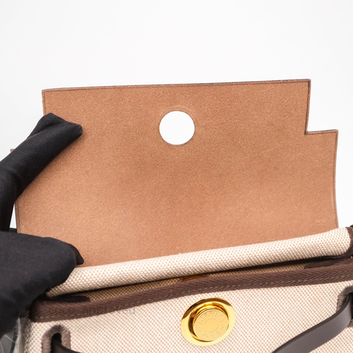 Hermès Herbag Zip 20 Mini Ecru Beige 14/ Ebene 46 Canvas Gold Hardware