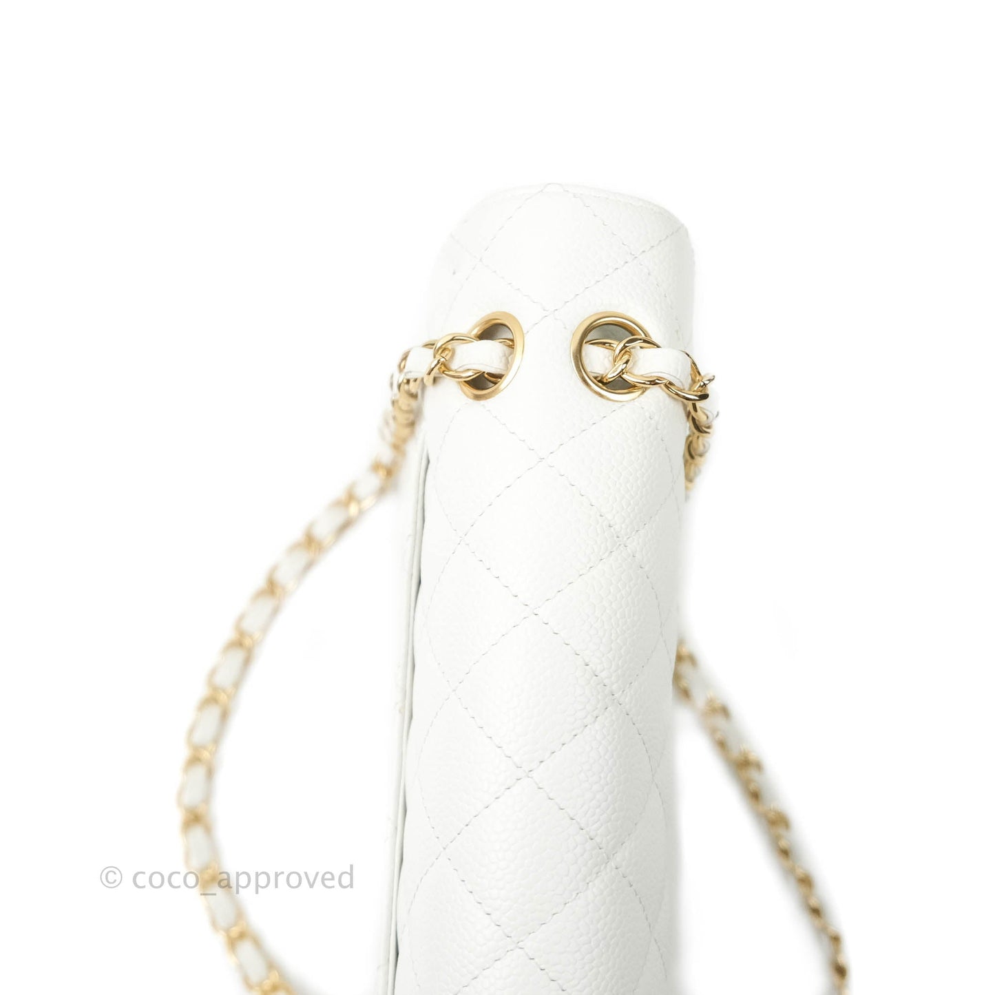 Chanel M/L Medium Double Flap Bag White Caviar Gold Hardware