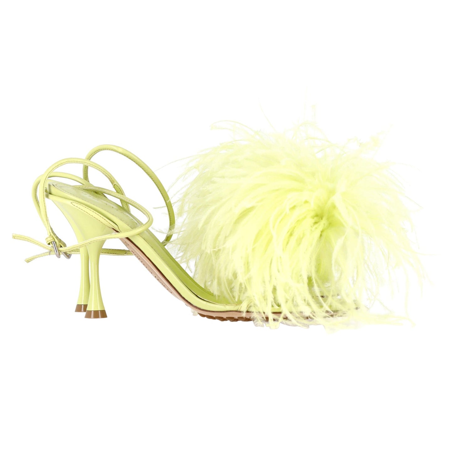 Luxury Bottega Veneta Feather-Detailed Dot Sandals in Yellow Lambskin Leather